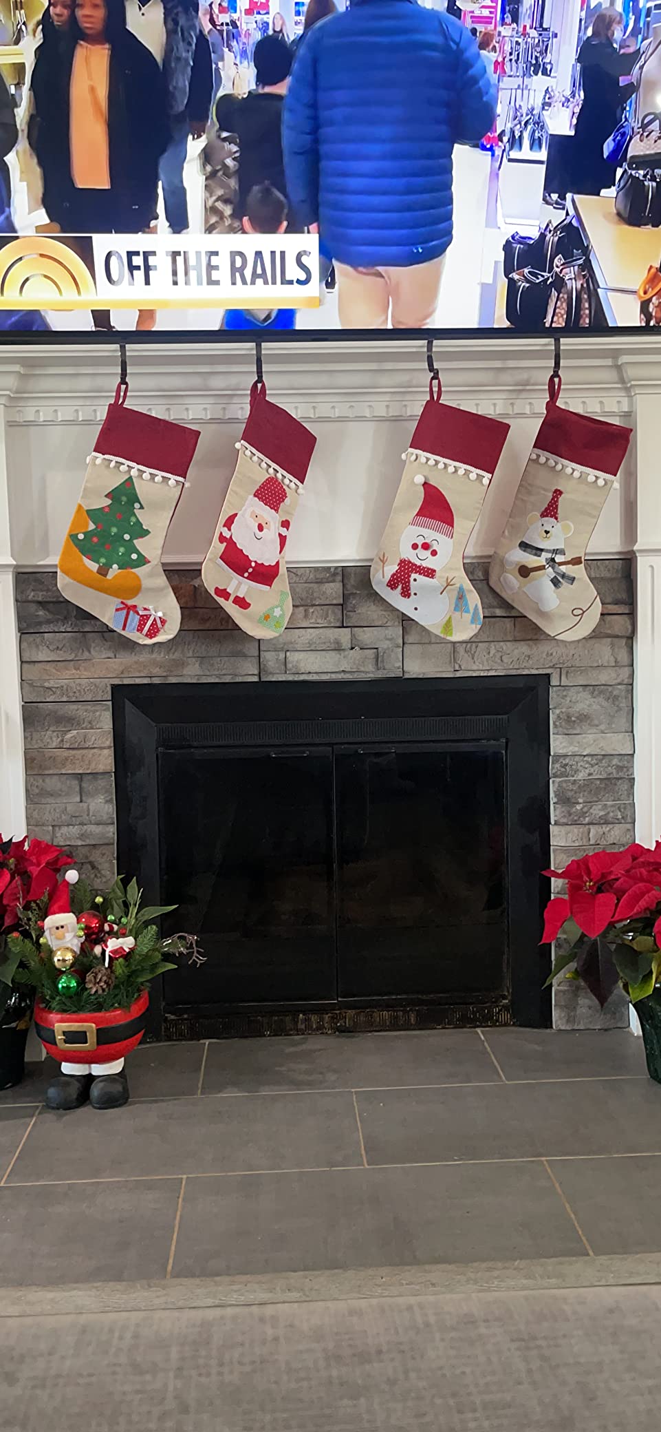 Christmas Stockings 5 Pack, 18'' Large Christmas Stockings with Santa Snowman Gnomes Pattern,Classic Buffalo Plaid Cuff,Xmas Ornaments for Family Stairs Fireplace Tree Hanging customer photo 1