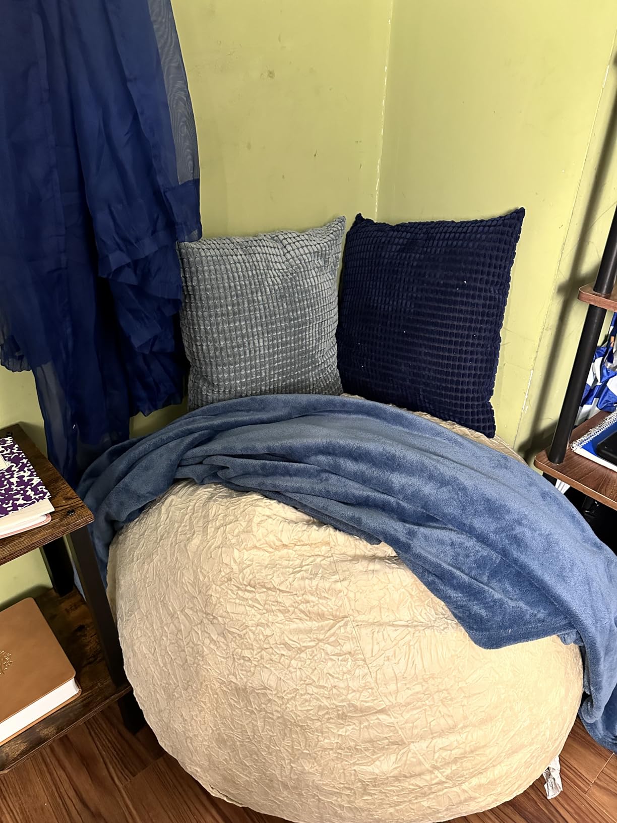 HABUTWAY Bean Bag Chair 3Ft Luxurious Velvet Ultra Soft Fur with High Rebound Memory Foam Bean Bag Chairs for Adults Plush Lazy Sofa with Fluffy Sponge 3' (Grey) customer photo 2