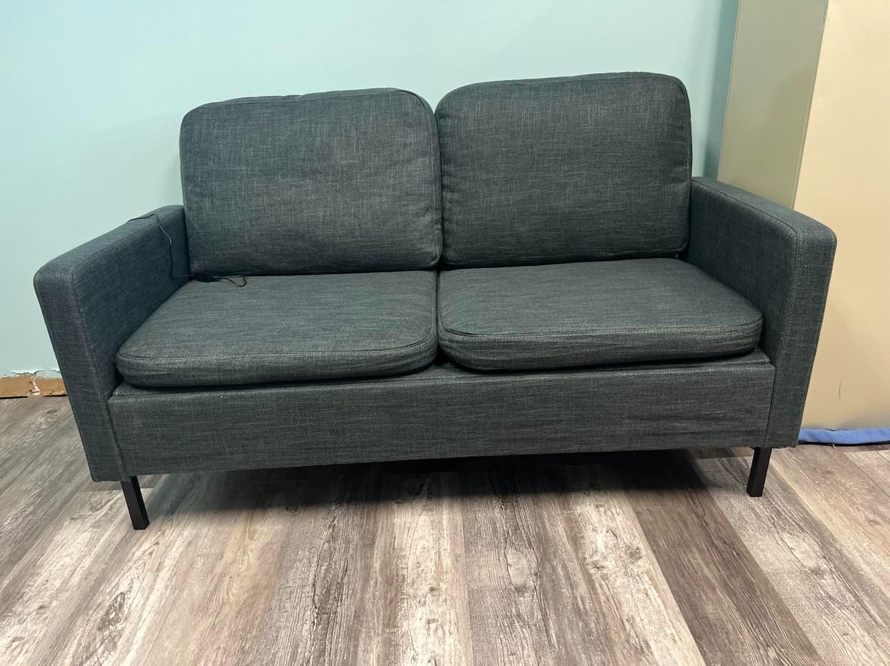 56'' Dark Grey Fabric Loveseat Small Couch with 2 USB for Living Room Sofa customer photo 1