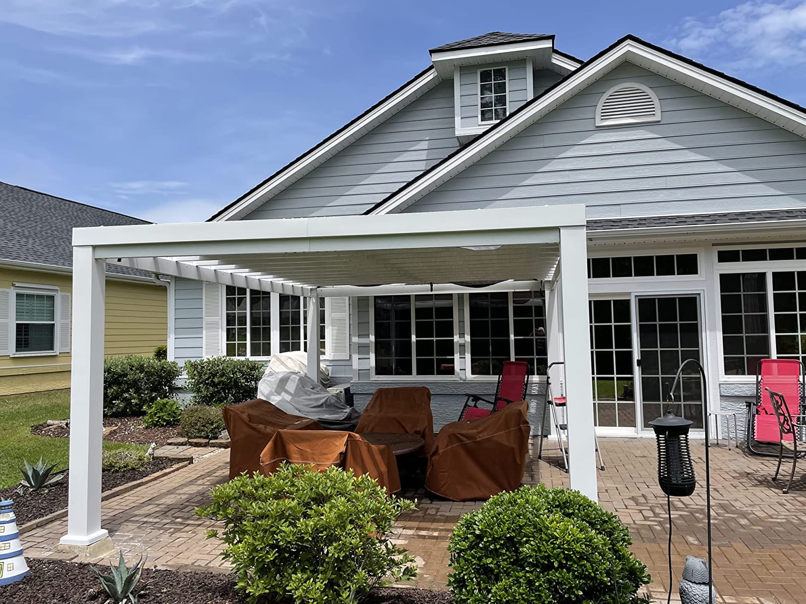 Backyard Discovery Windham 14' x 12' Modern Galvanized Steel Pergola Kit with Shade Sail Canopy, All-Season Durability, PowerPort, High-Wind Rating for Outdoor Patio, Garden, Deck, Entertaining customer photo 2