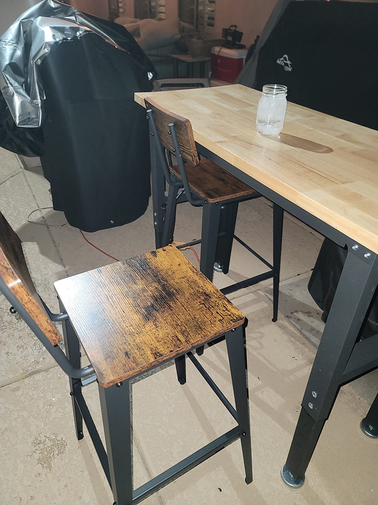 VASAGLE Bar Stools Set of 2, 29.7 Inches Tall, with Back, Steel Frame customer photo 1