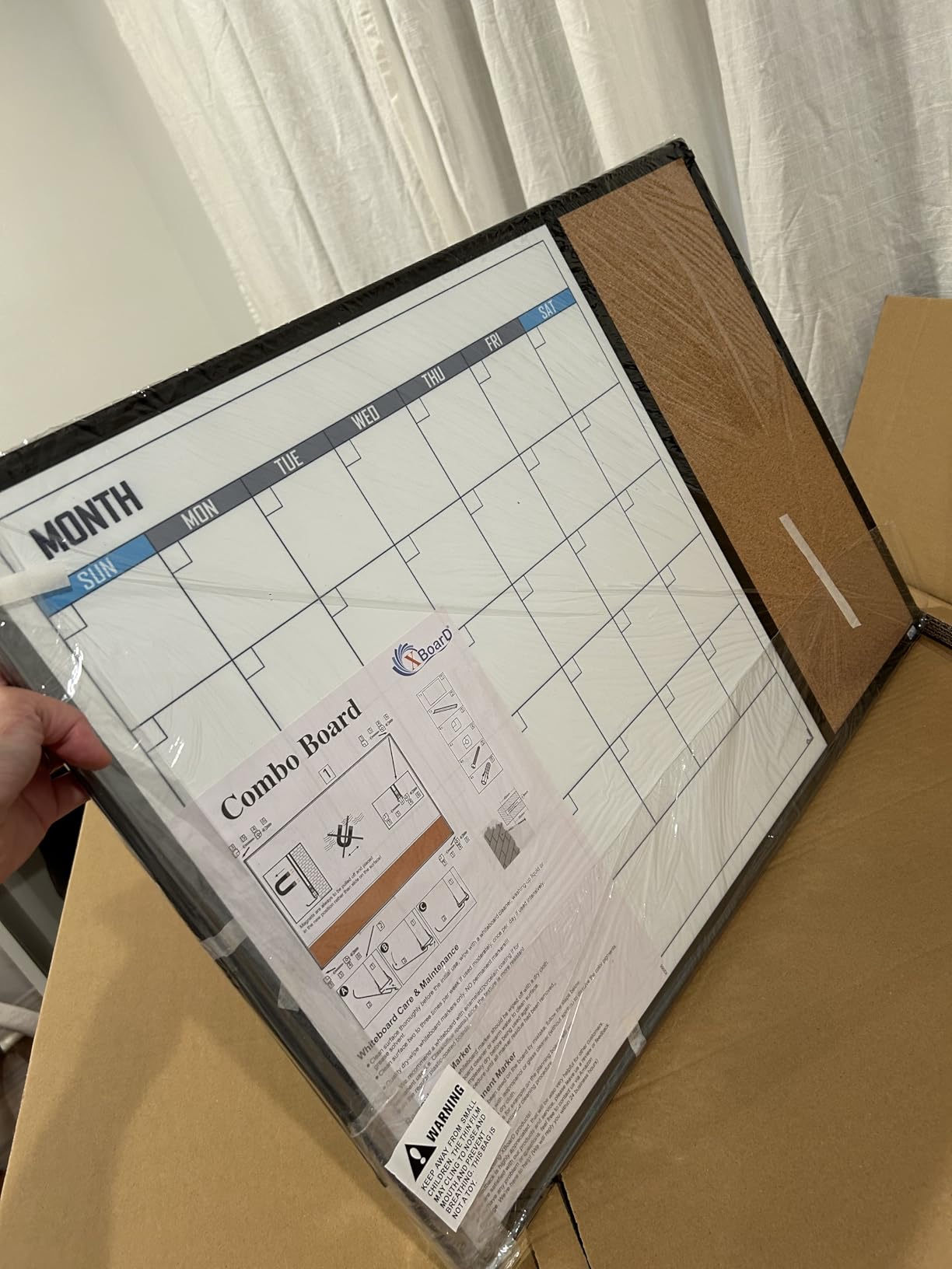 XBoard Dry Erase Calendar Whiteboard 28 X 20 - Combo White Board Calendar Monthly, Magnetic White Board + Corkboard with Black Aluminum Frame customer photo 2