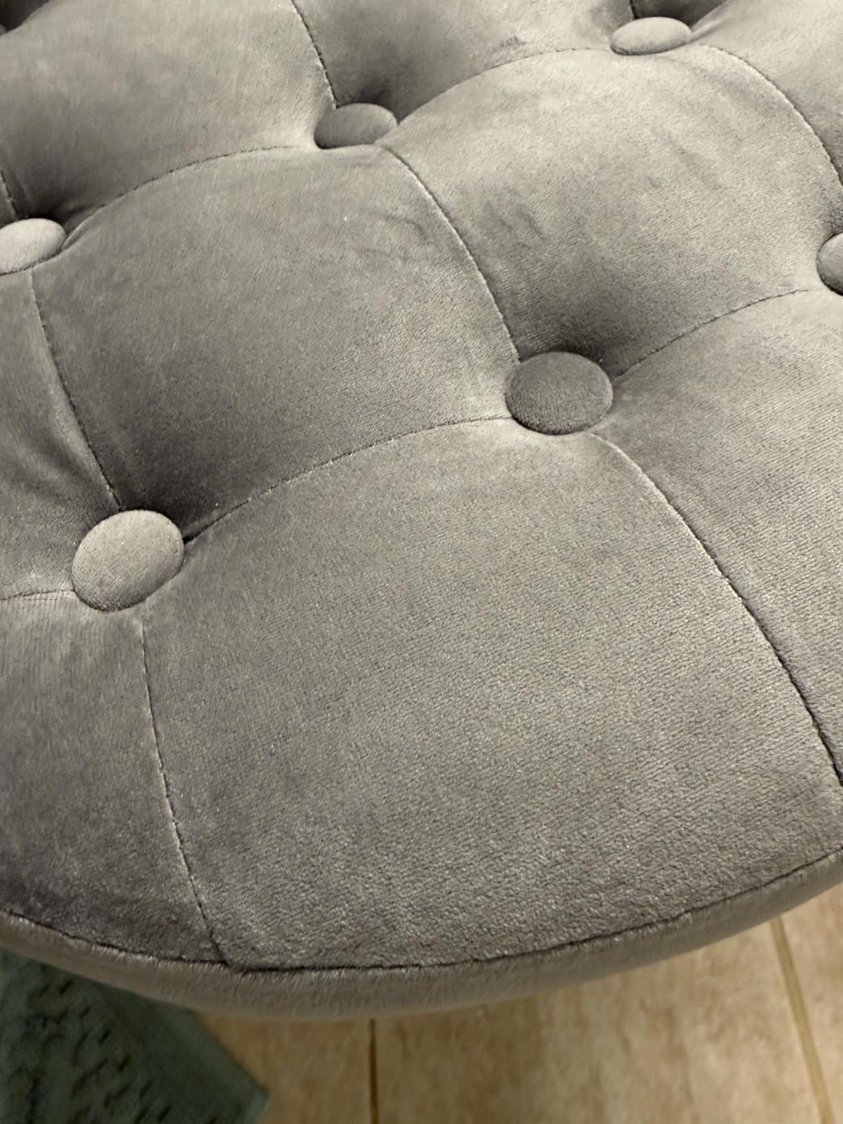 Furniliving Mid-Century Tufted Adjustable Swivel Makeup Ottoman Stool; Modern Big Size Round Vanity Stool Chair for Bedroom Living Room (White) customer photo 1