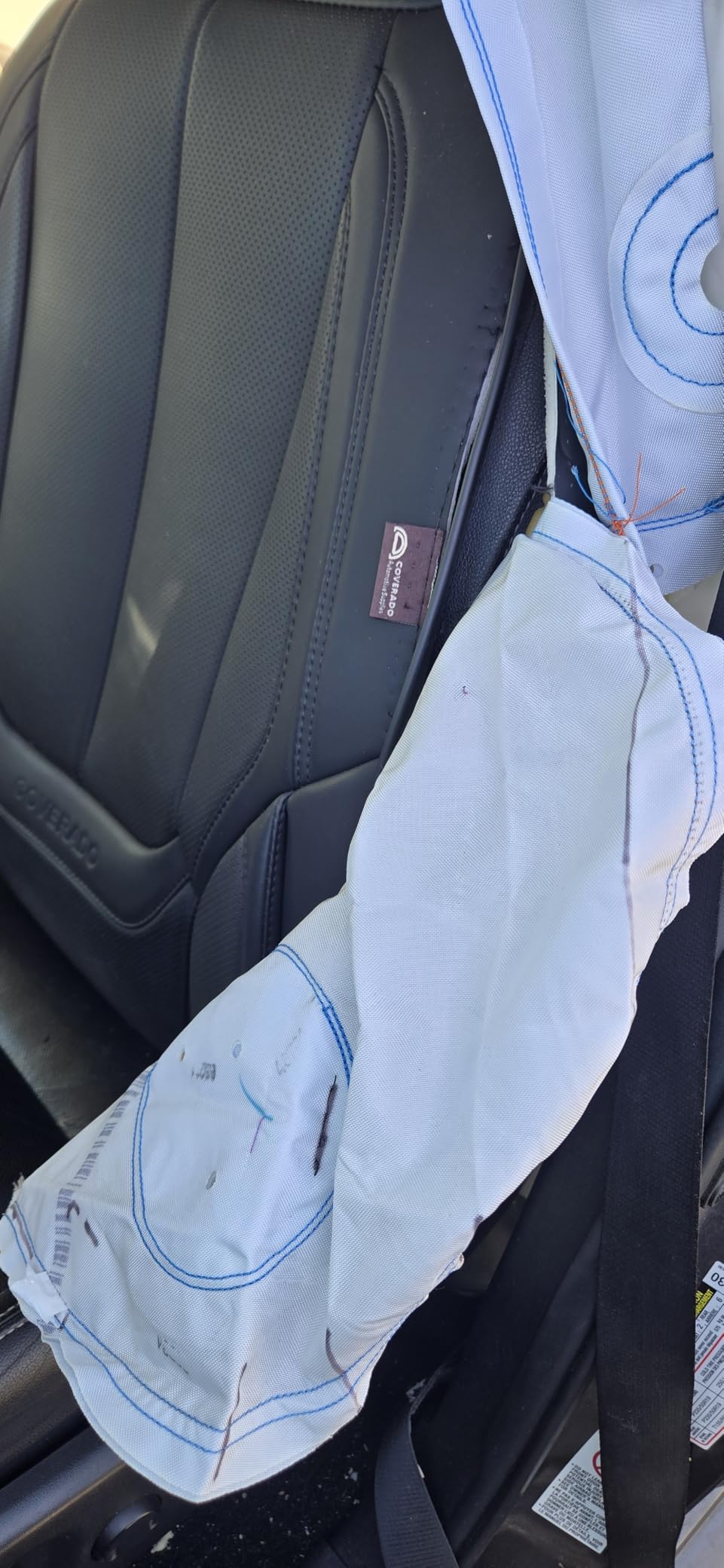 Coverado Car Seat Covers 5 Pieces, Full Set Universal Seat Covers for Cars, Waterproof Nappa Leather Auto Seat Protectors with Head Pillow, Car Interiors Fit for Most Sedans SUV Pick-up Truck, Black customer photo 1