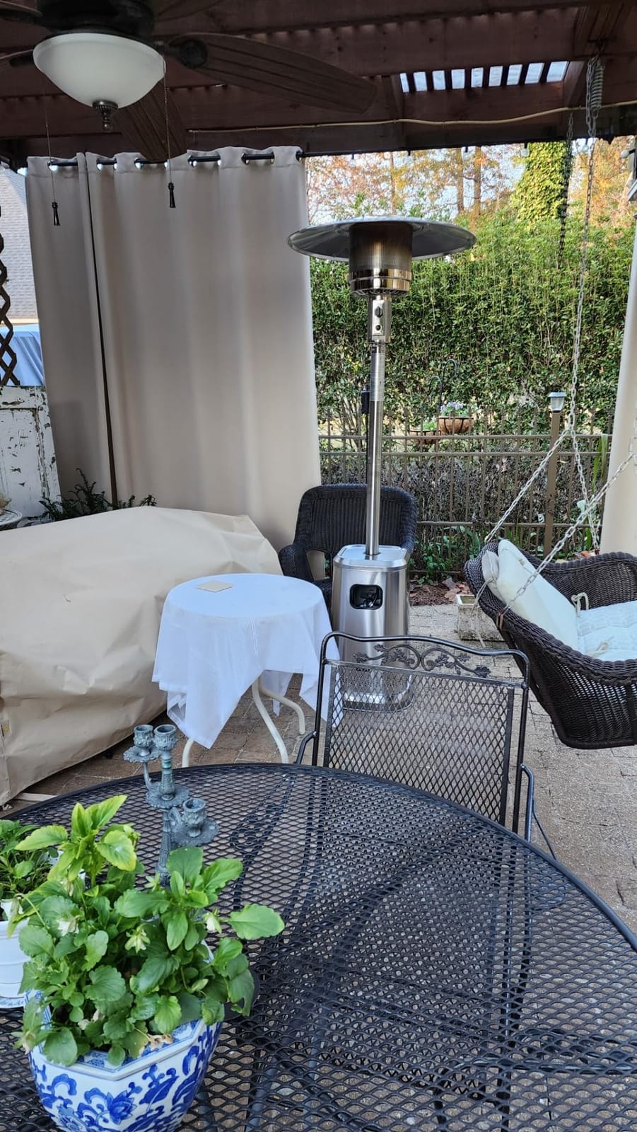 EAST OAK 50,000 BTU Patio Heater with Sand Box, Table Design, Double-Layer Stainless Steel Burner, Wheels, Triple Protection System, Outdoor Heater for Home and Residential, Polar Night customer photo 2