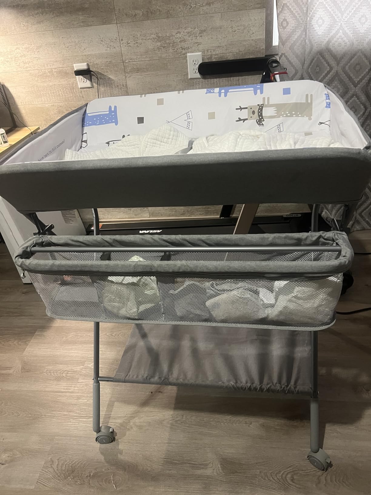 Baby Changing Table with Wheels, Maydolly Portable Adjustable Height Folding Diaper Station with Nursery Organizer & Storage Rack for Newborn Baby and Infant (Light Grey) customer photo 2