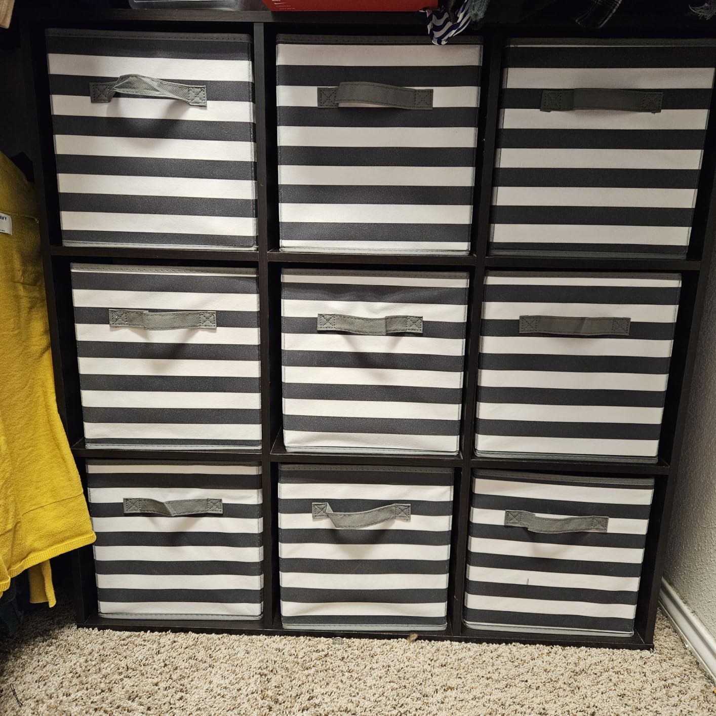 Amazon Basics Collapsible Fabric Storage Cube Bins Organizer with Handles for Organizing, Sturdy, Gray, 13 x 13 x 13 inch, 6-Pack customer photo 1