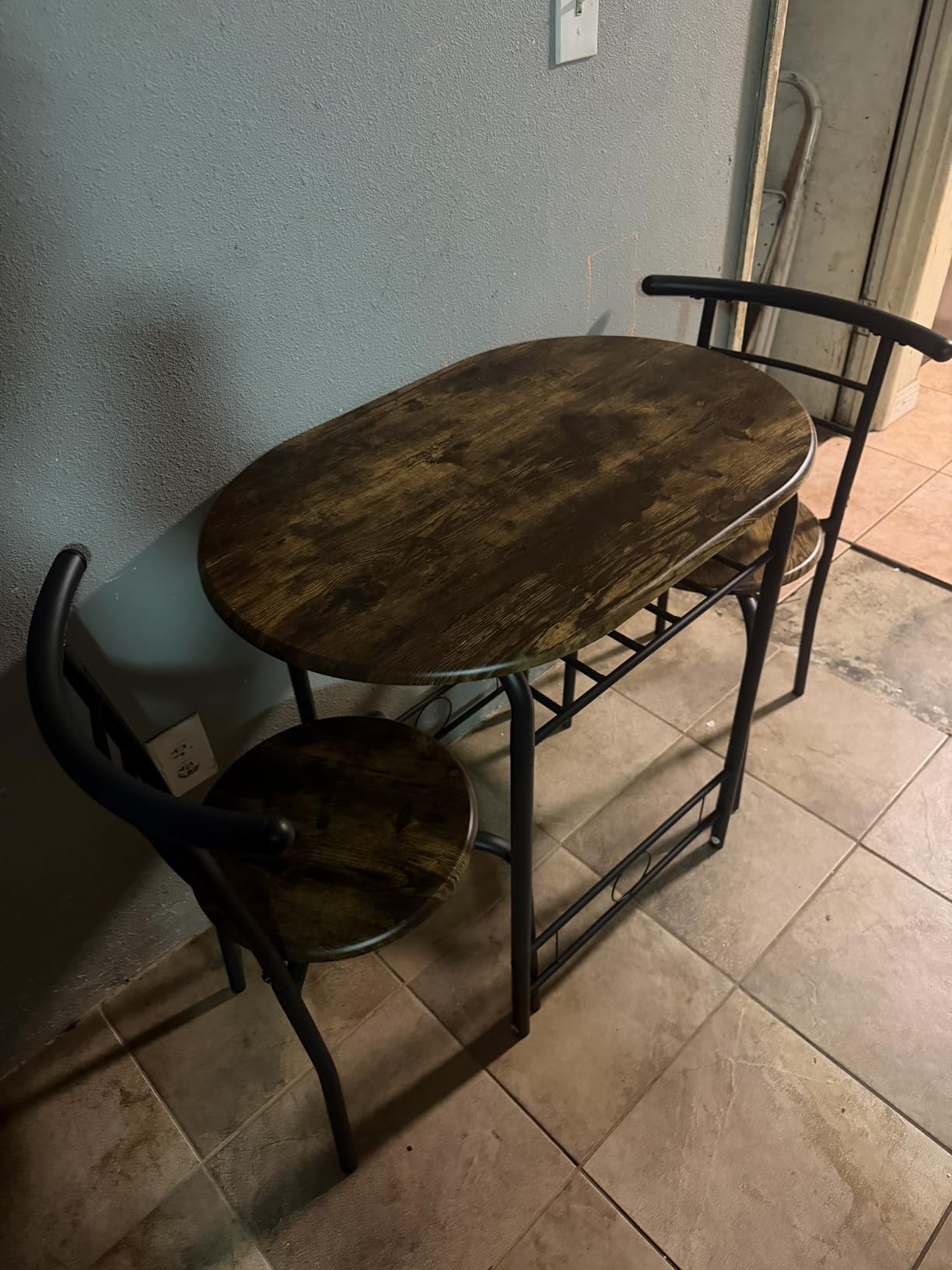 JUMMICO 3-Piece Wooden Round Table & Chair Set (Walnut/Black) customer photo 1