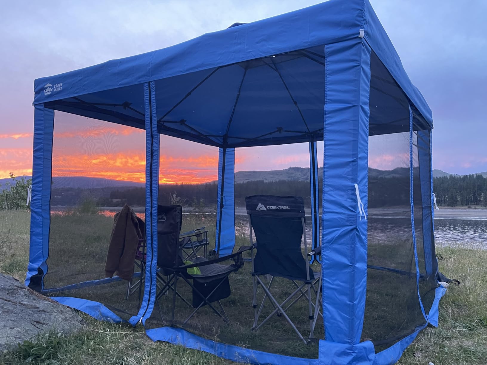 CROWN SHADES Gazebo 10x10 Pop Up Canopy with Mosquito Netting, Coffee customer photo 1