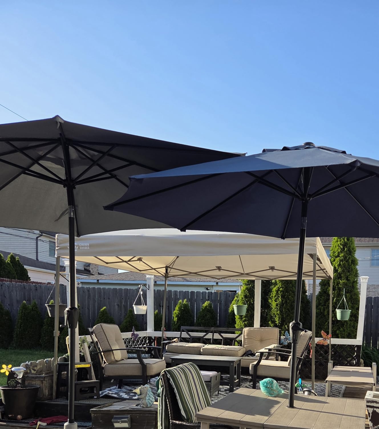 CROWN SHADES Gazebo 10x10 Pop Up Canopy with Mosquito Netting, Coffee customer photo 2
