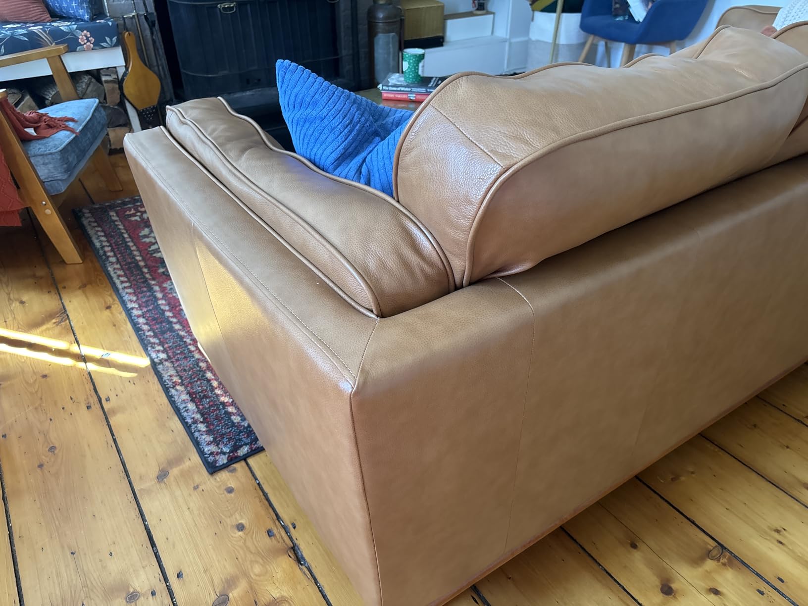Valencia Artisan Full Leather Sofa 88” - Pure Full Italian Nappa Leather Couch, Solid Wood Accent, Ultimate Comfort, Cognac Tan customer photo 1