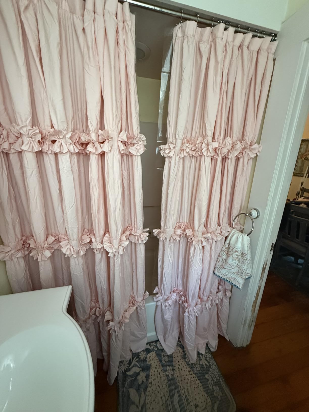 Homechoice Decor Camel Ruffle Shower Curtain 72