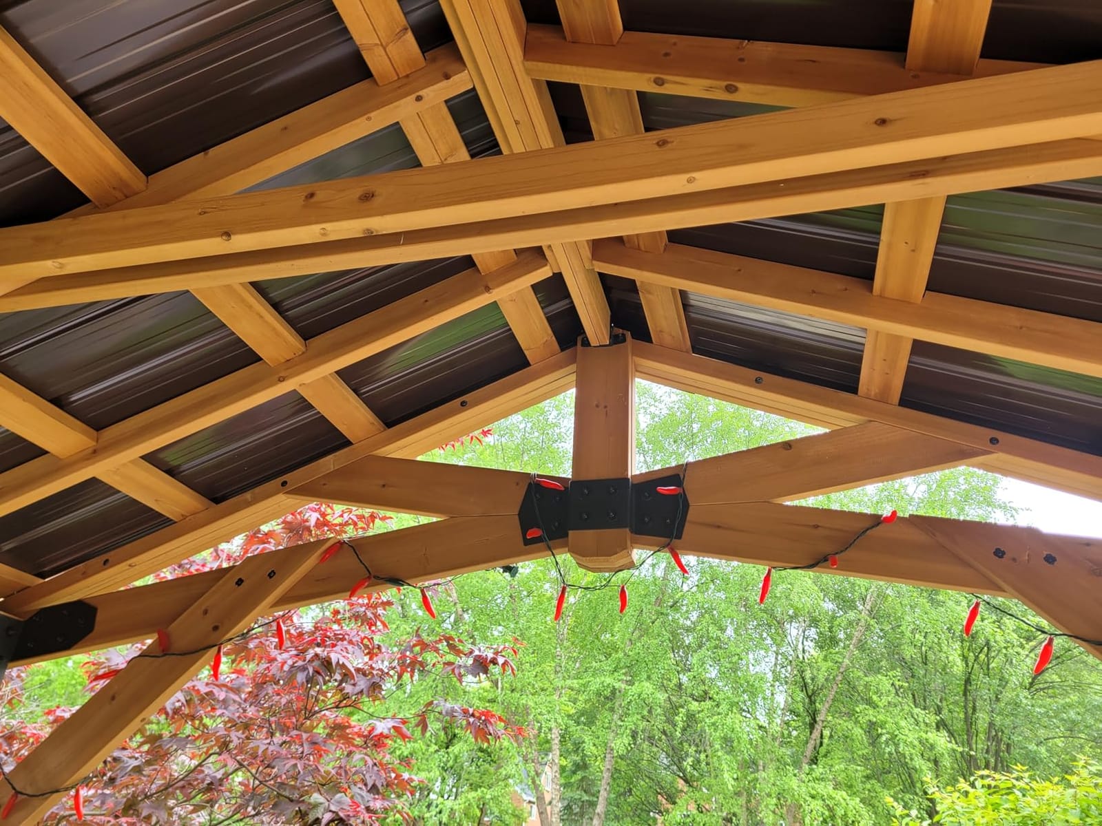 Backyard Discovery Norwood 16 ft. x 12 ft. Cedar Wood Gazebo,Thermal Insulated Steel Roof, Durable, Supports Snow Loads and Wind Speed, Rot Resistant, Backyard, Deck, Garden, Patio customer photo 2