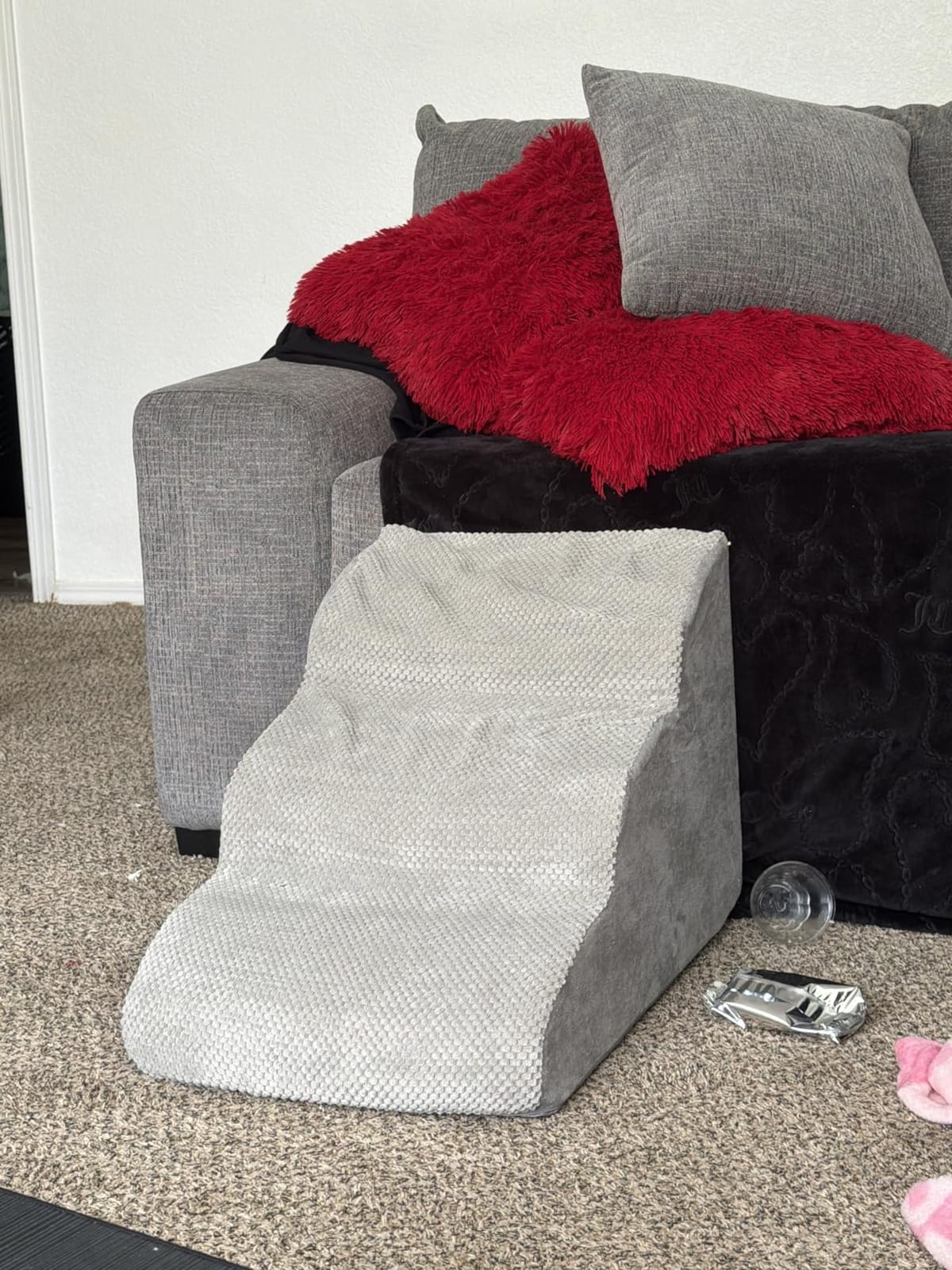 Dog Stairs for Small Dogs, 3 Tiers High Density Foam Dog Ramp, Extra Wide Non-Slip Pet Steps for High Beds Or Couch, Soft Foam Doggie Ladder for Dogs Injured, Older Pets, Small Cats customer photo 1