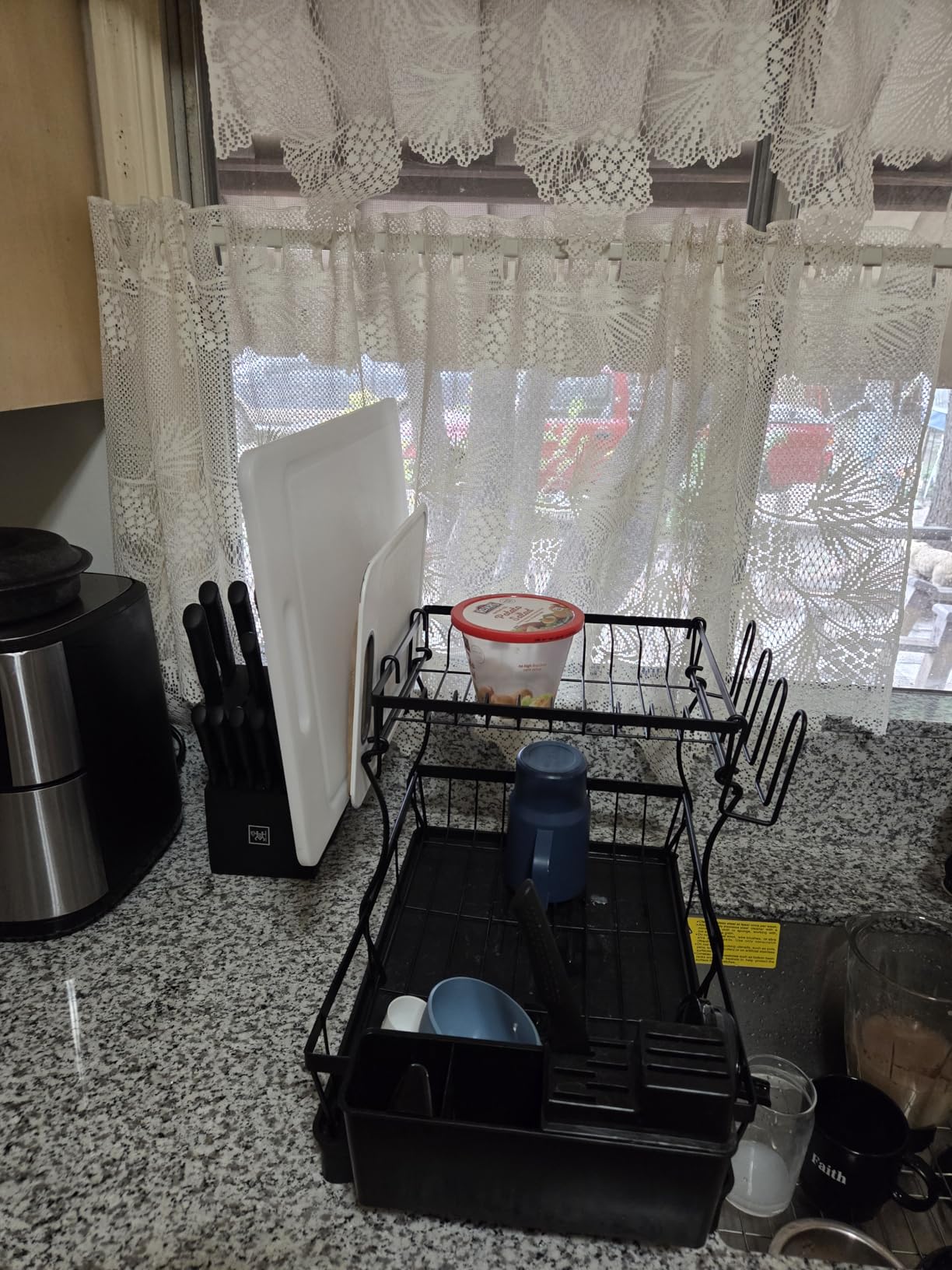 7 code 2-Tier Large Dish Drying Rack for Kitchen Counter, Black customer photo 1