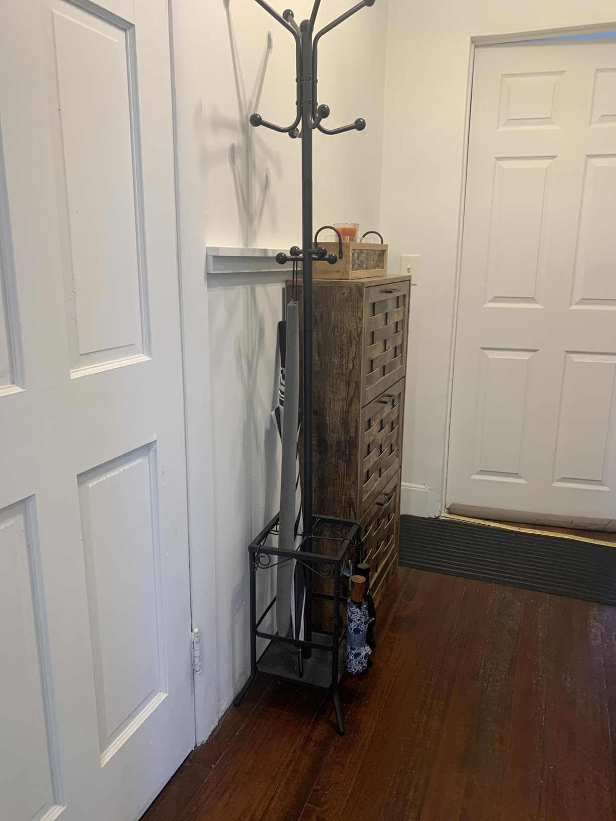 Hoctieon Coat Rack Freestanding, Coat Tree with Umbrella Holder, Metal Coat Rack Stand with 12 Hooks, Standing Coat Hanger Stand, Umbrella Stand for Entryway, Hat Rack Stand for Home Office, Black customer photo 1