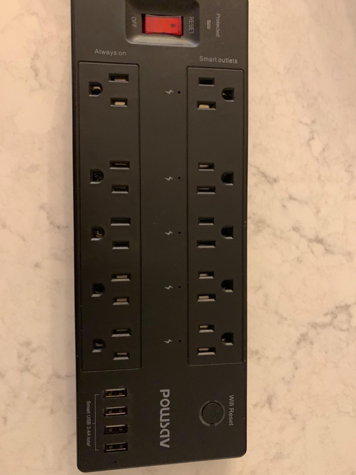 POWSAV 6 Ft WiFi Surge Protector - 8 Outlet Extension Cord with 4 Smart & 4 Always On Outlets, 4 USB Ports, Alexa & Google Home Compatible, Black customer photo 2