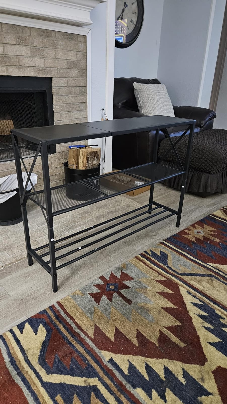 Hoctieon Industrial Console Table, 3 Tier Entryway Table, Hallway Table, Narrow Sofa Table with Shelves, Entrance Table for Entryway, Living Room, Foyer, Hallway, Office, Rustic Brown&Black customer photo 2