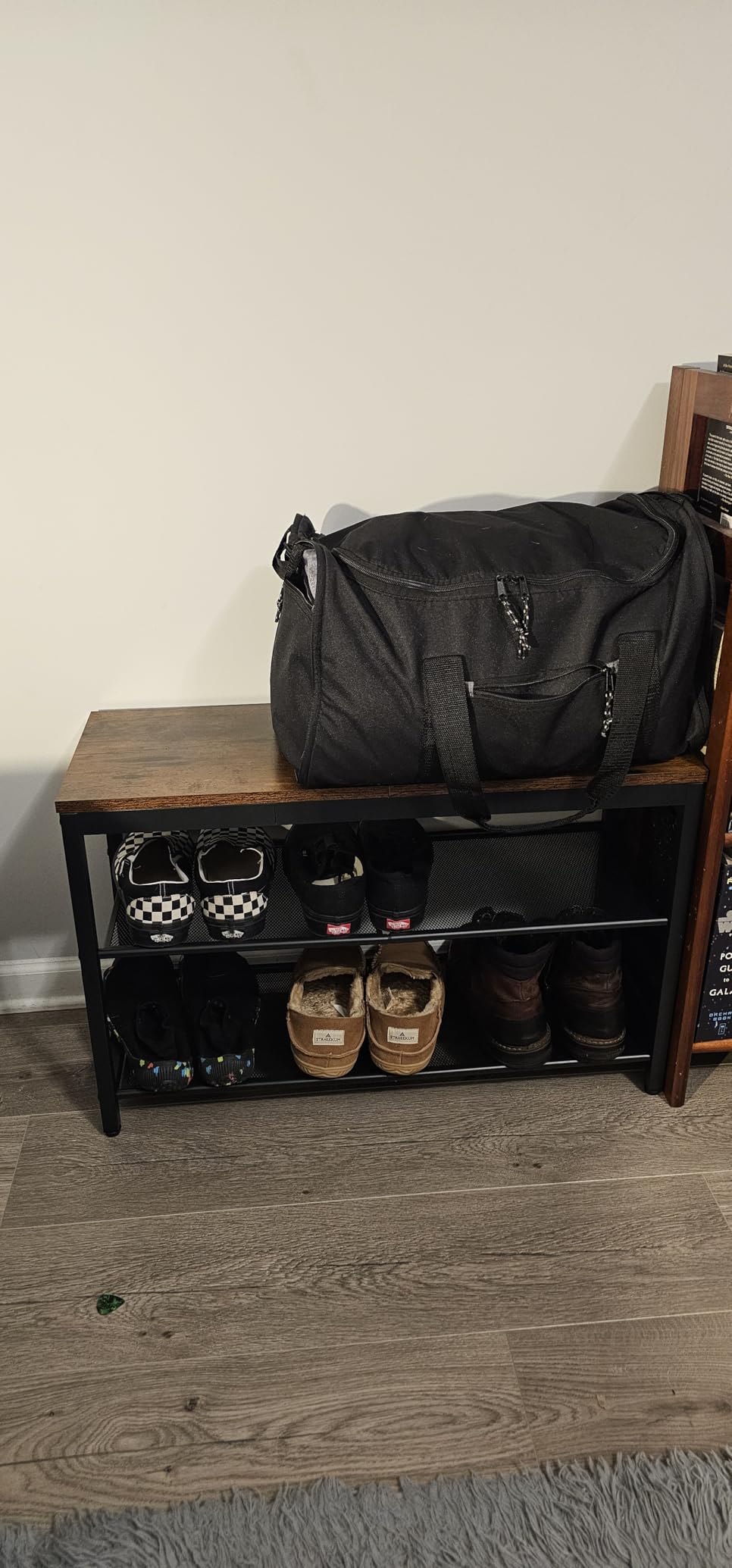 HOOBRO Shoe Bench, 3-Tier Shoe Rack, Industrial Shoe Organizer Storage Bench, 29.5 inches Entry Bench with Mesh Shelves, for Entryway, Living Room, Hallway, Easy Assembly, Rustic Brown BF75HX01 customer photo 1