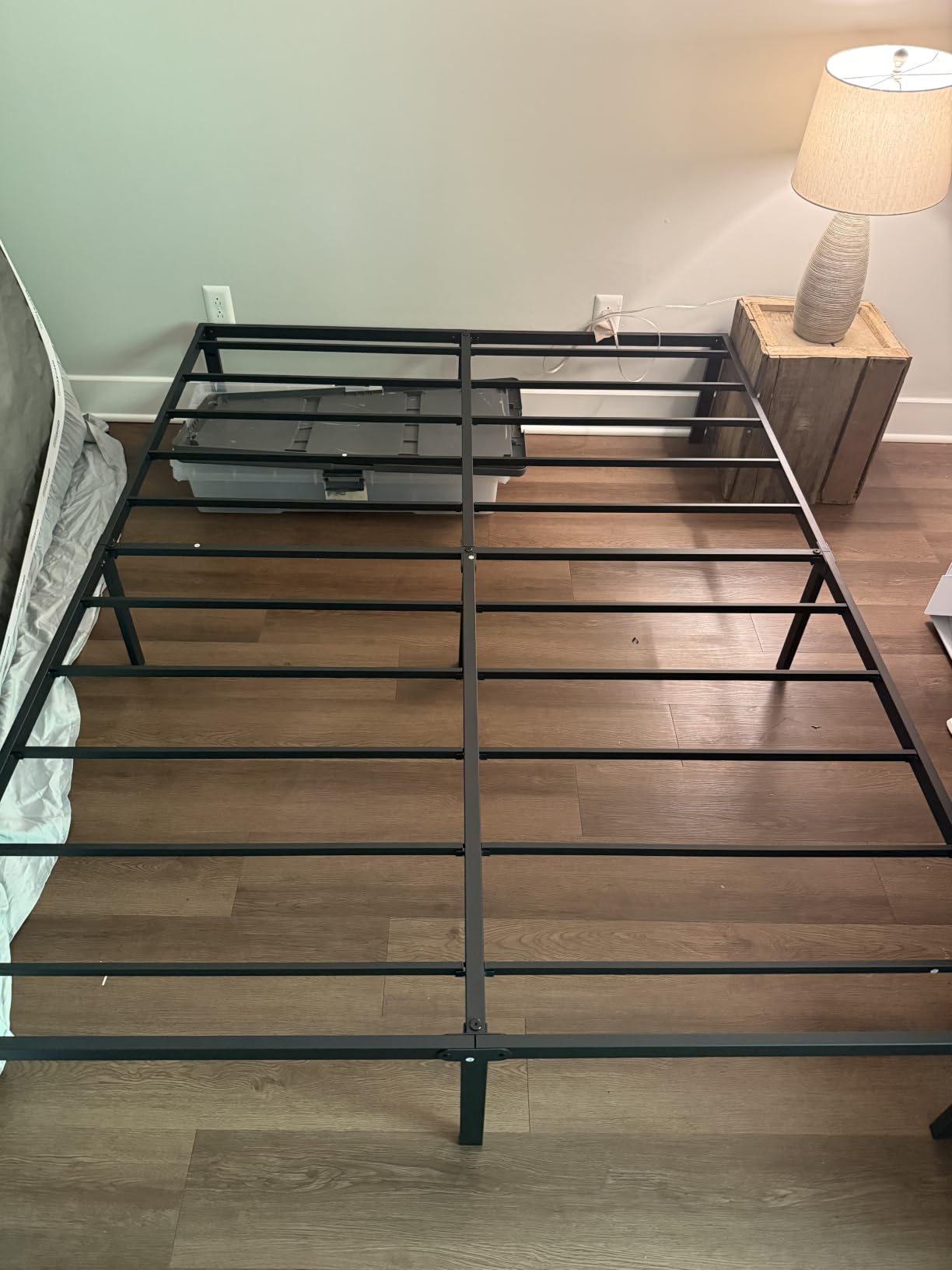 NEW JETO Metal Bed Frame, Queen Size Bed Frame with Storage Space, 14 Inch | Heavy Duty Sturdy Mattress Foundation, Easy Assembly, No Box Spring Needed, Black customer photo 2