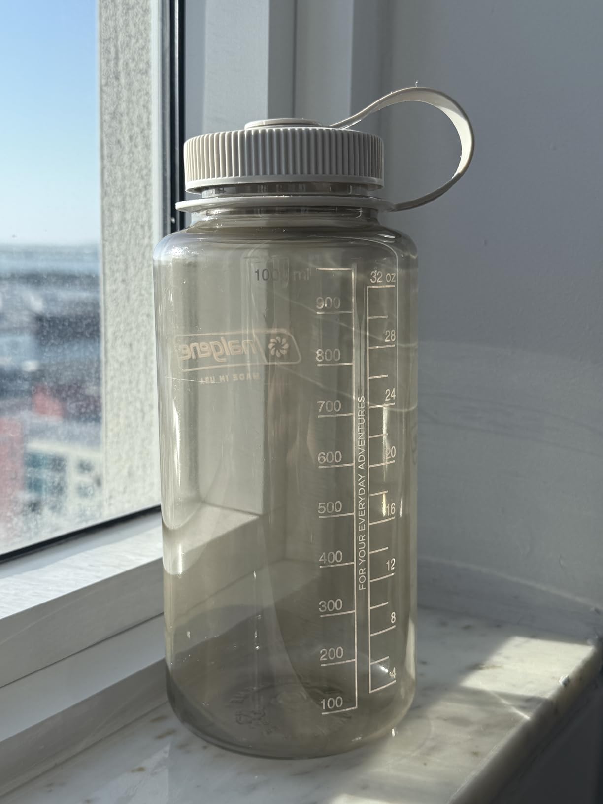 Nalgene 32 oz Wide Mouth Water Bottle, Gray w/ Black Lid customer photo 2