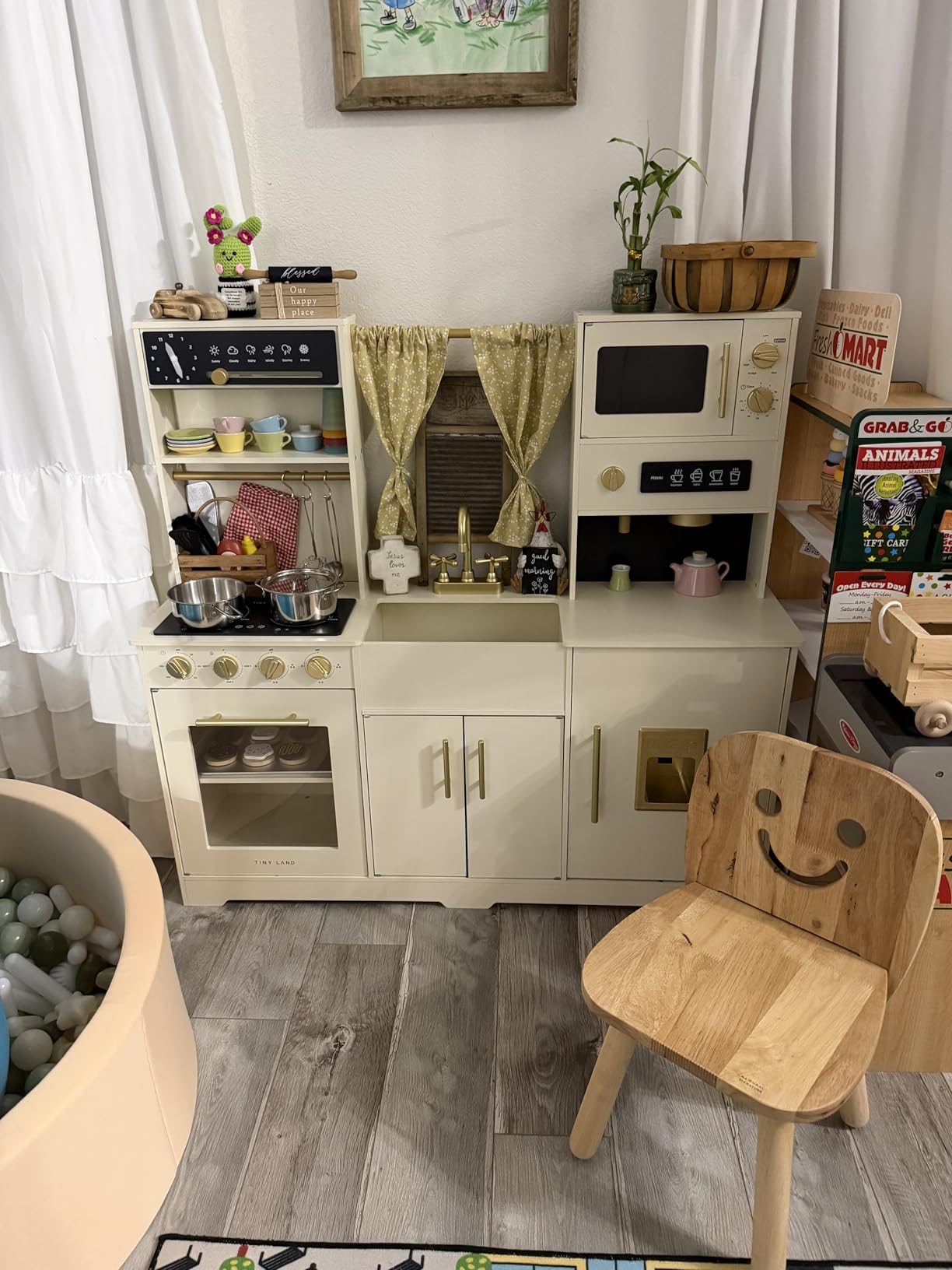 Tiny Land Play Kitchen for Kids – Modern Home Design with Fabric Curtains customer photo 2