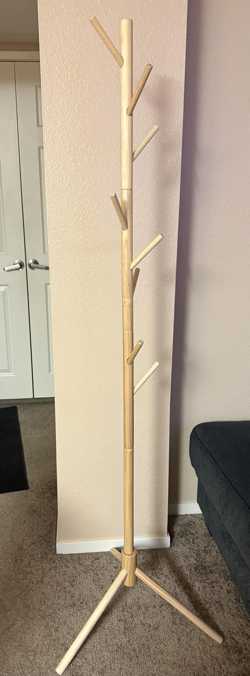 WANGMUXIA Coat Rack, Freestanding Coat Rack with 8 Hooks and 3 Adjustable Size Tree Coat Racks for Bedroom, Hallway, Entrance, Office, for Hats, Coats, Scarves, Handbags customer photo 2