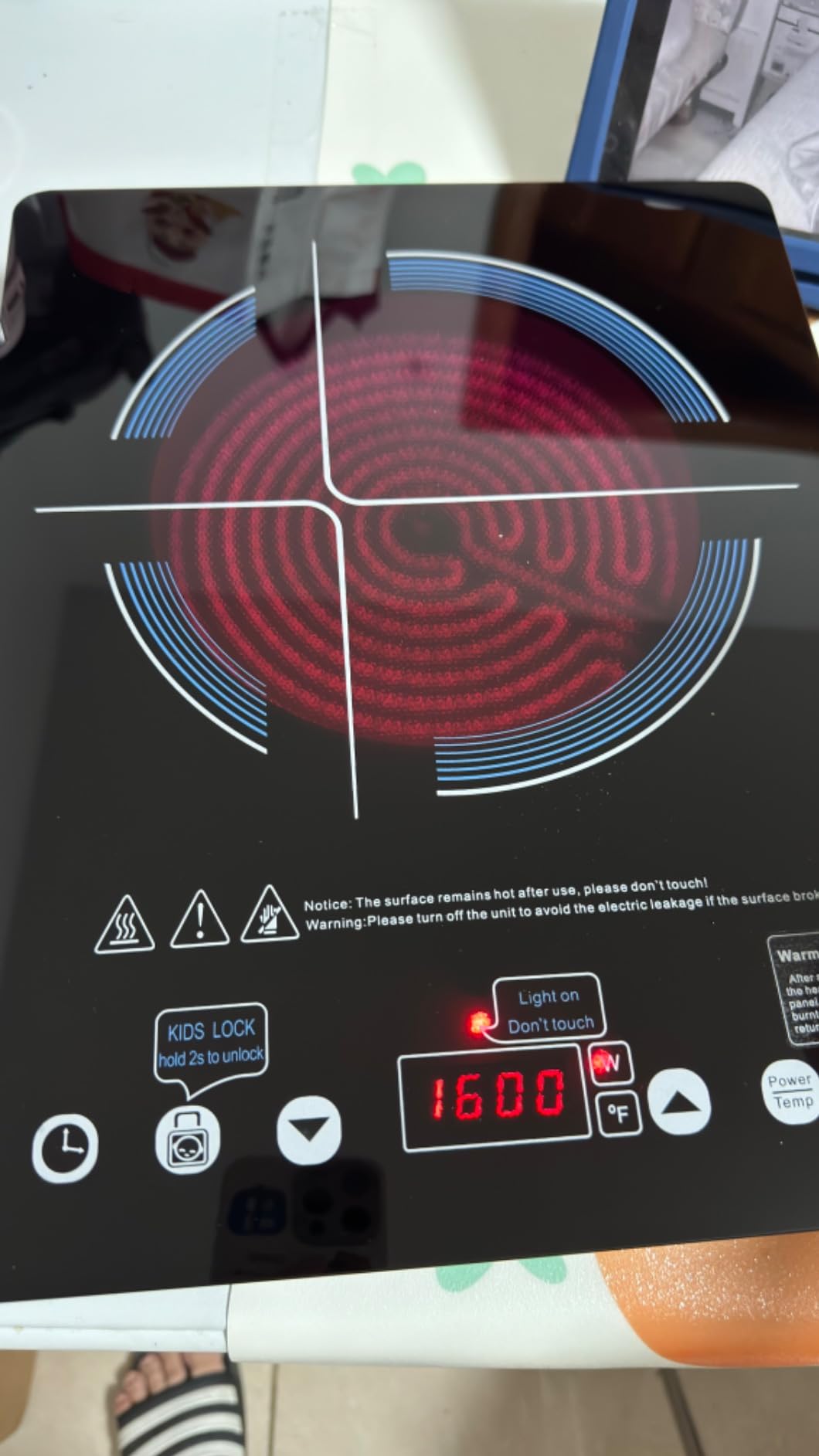VBGK Electric Cooktop,110V Electric Stove Top,Single Burner LED Touch Control,9 Power Levels, Kids Lock &Timer,Overheat Protection,1800W Portable Induction Cooktop. customer photo 2