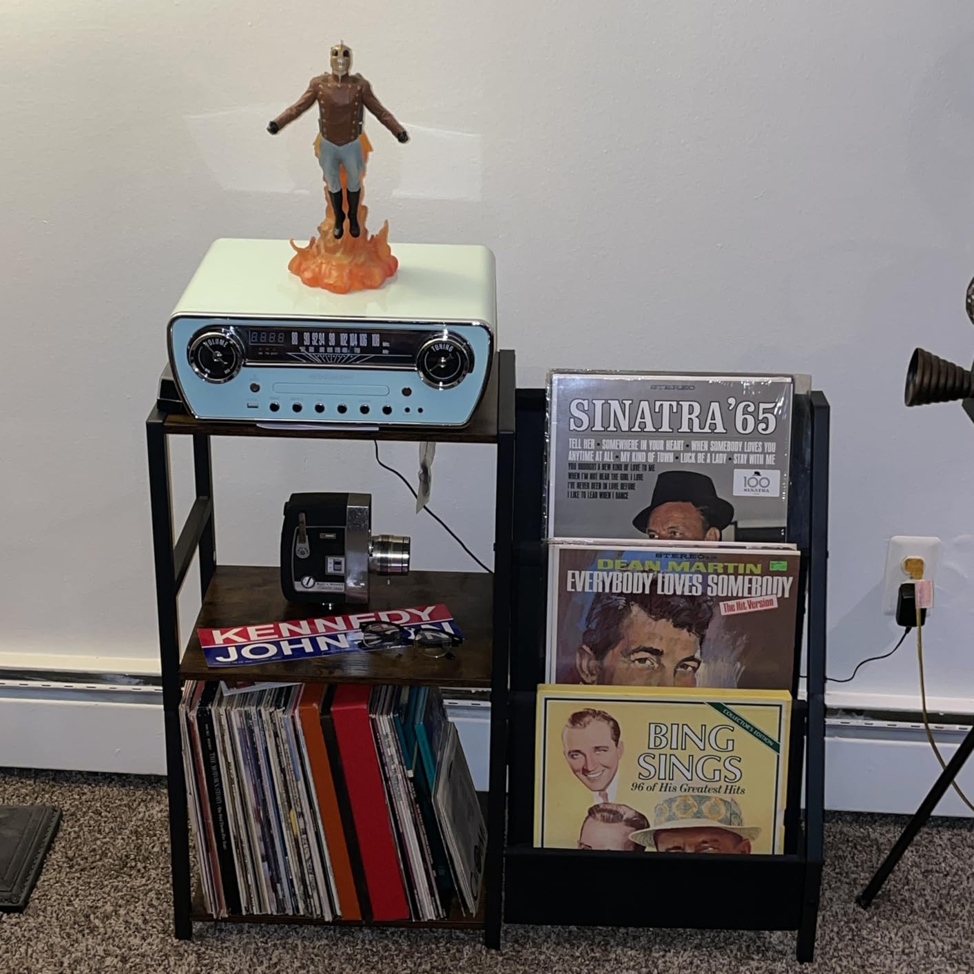 Bikoney Record Player Stand, Turntable Stand with 3-Tier Vinyl Record Storage, Record Player Table 200 Albums, End Table with Vinyl Display Holder Shelf, Record Player Cabinet Media Console for Stereo customer photo 1
