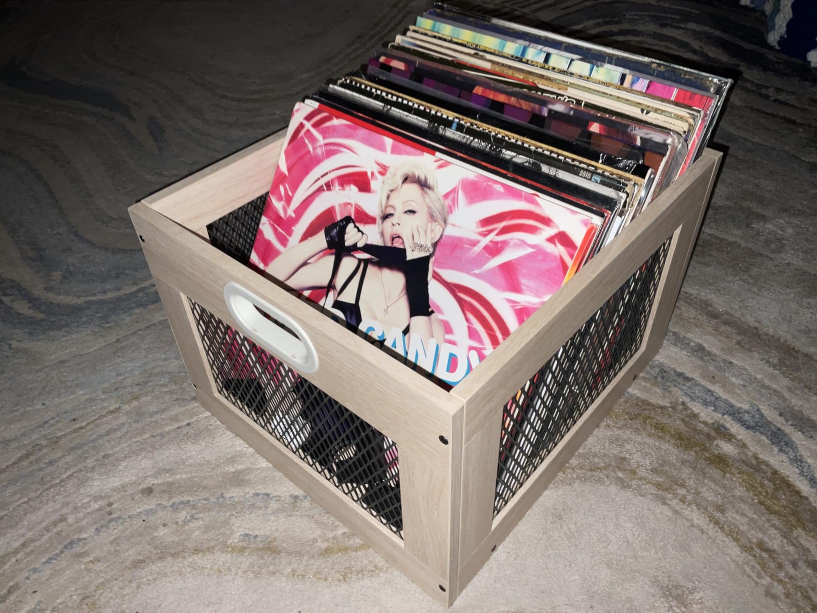 3IngSeagulls Vinyl Record Storage Crate Wooden Record Holder, Classic Cube Record Organizer Storage 100+ Records, Brown Color Vinyl Record Holder for Albums Super Easy to Assemble… customer photo 1