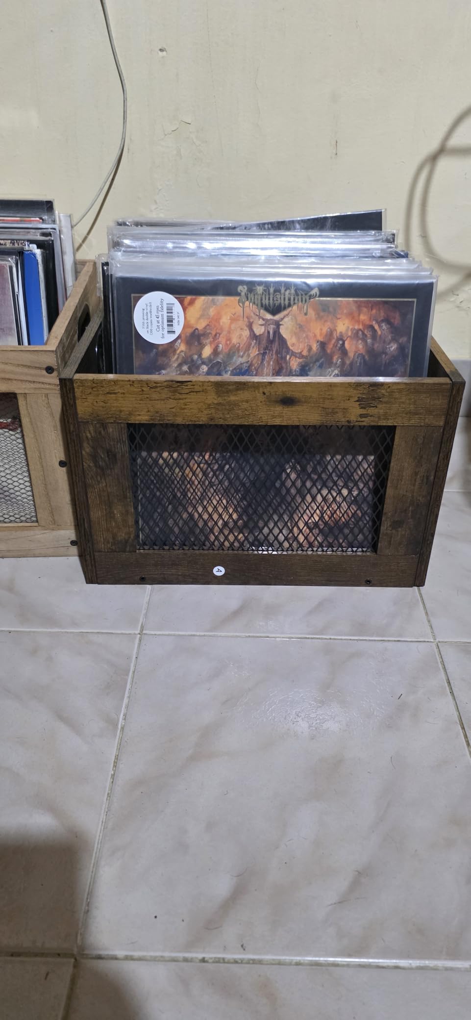3IngSeagulls Vinyl Record Storage Crate Wooden Record Holder, Classic Cube Record Organizer Storage 100+ Records, Brown Color Vinyl Record Holder for Albums Super Easy to Assemble… customer photo 2