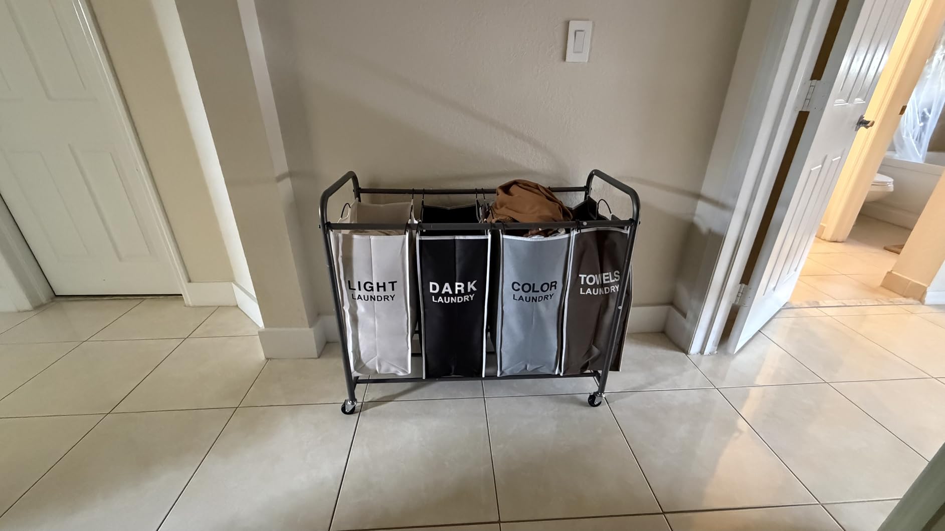 ROMOON Laundry Hamper Sorter Cart, 4-Section Organizer with Lockable Wheels customer photo 2
