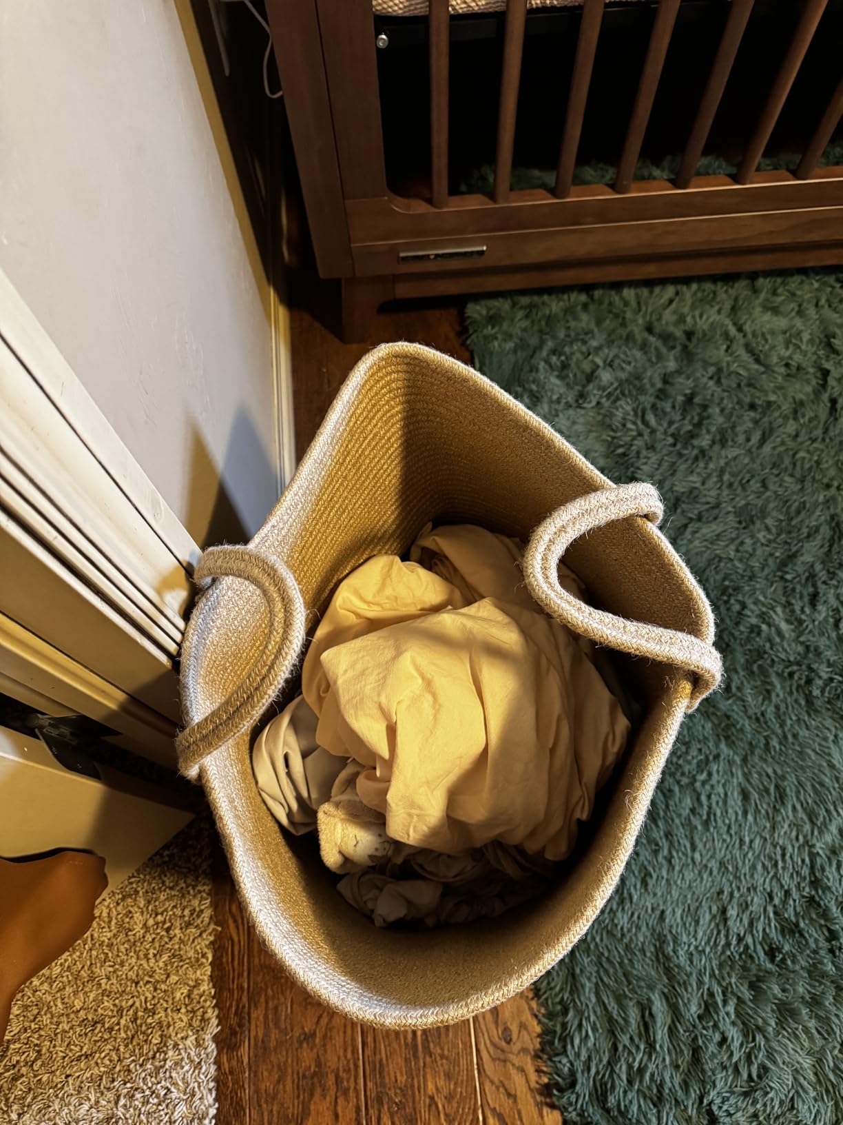 YOUDENOVA Jute Rope Laundry Hamper Basket, 58L Blanket Basket for Nursery customer photo 1