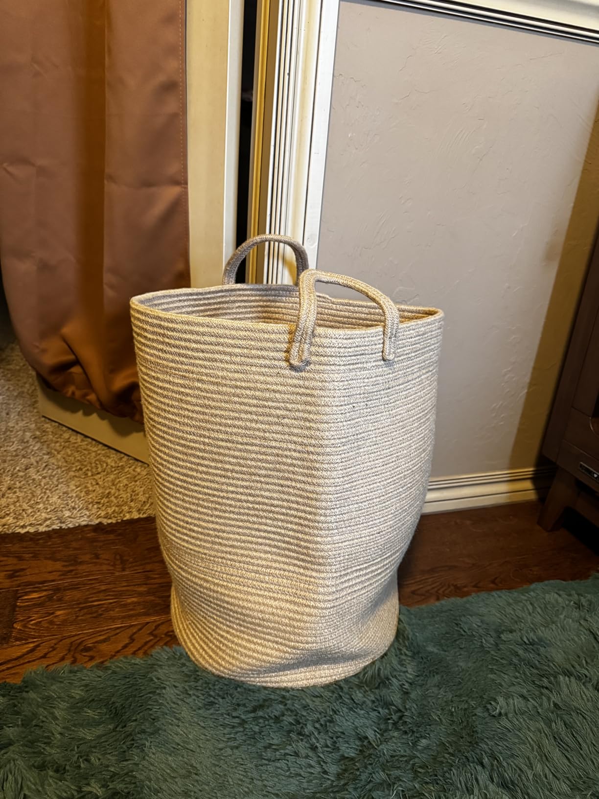 YOUDENOVA Jute Rope Laundry Hamper Basket, 58L Blanket Basket for Nursery customer photo 2
