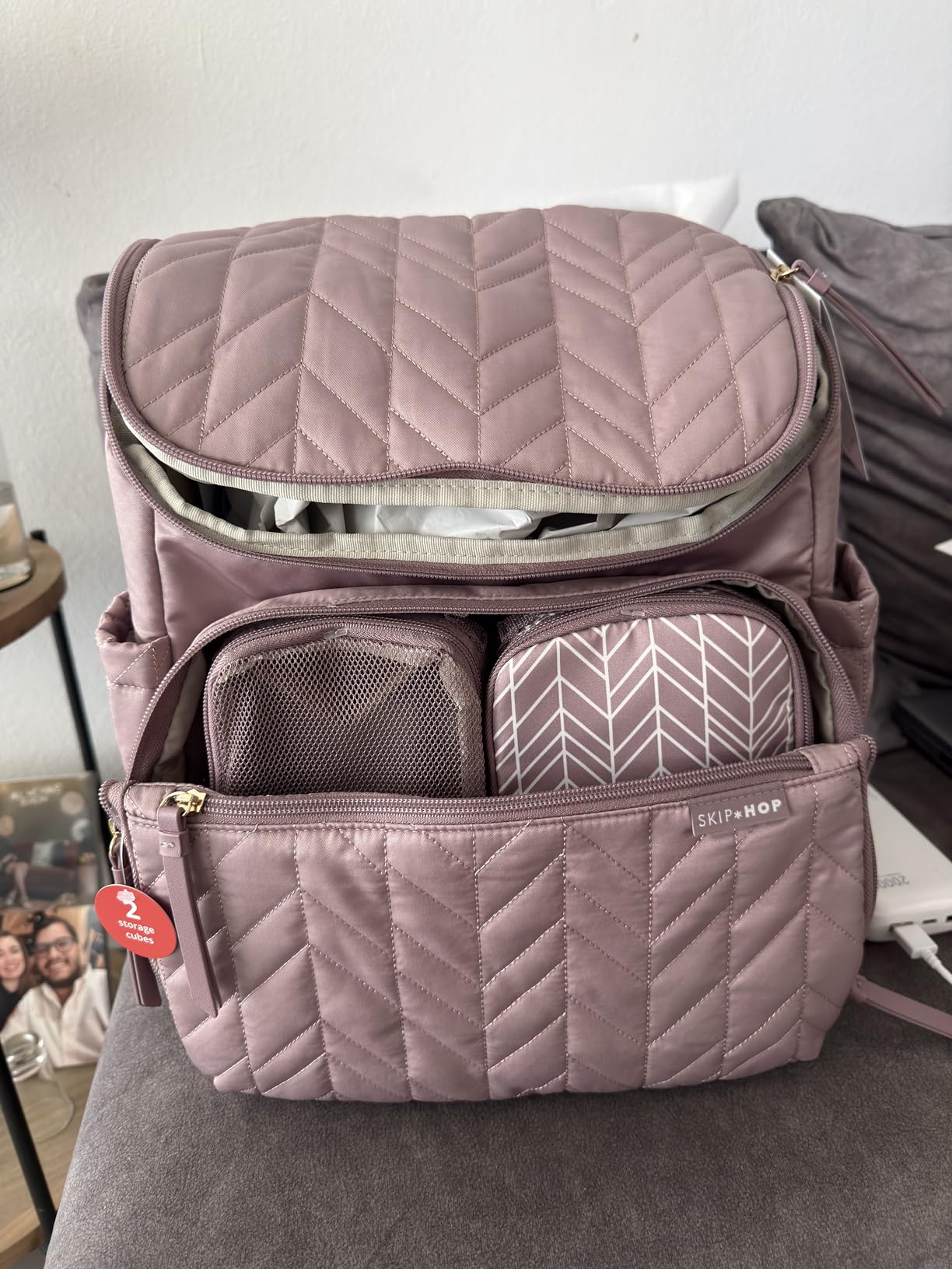 Skip Hop Diaper Bag Backpack: Forma, Multi-Function Baby Travel Bag with Changing Pad & Stroller Attachment, Sage customer photo 2