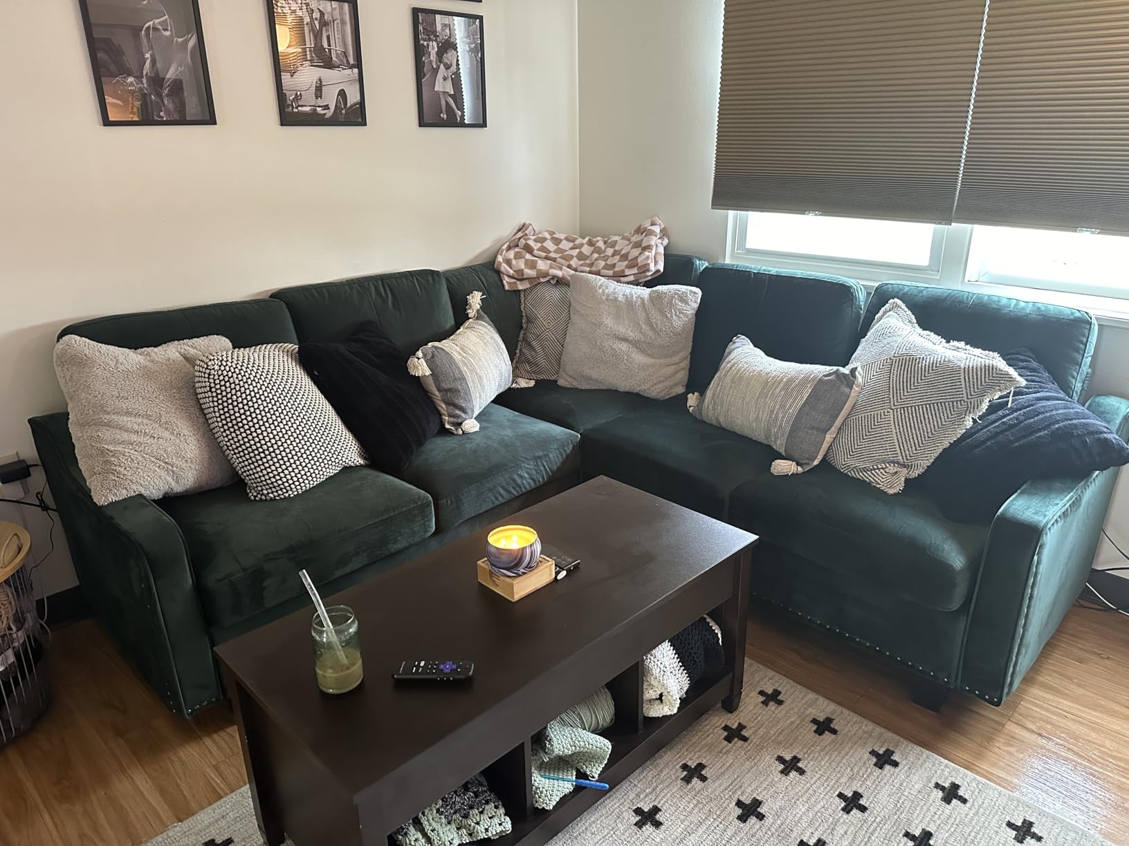 HONBAY Convertible Sectional Sofa L Shaped Couch, Dark Grey - Reversible Sectional Couch for Living Room for Small Apartment, Easy to transport and install customer photo 1
