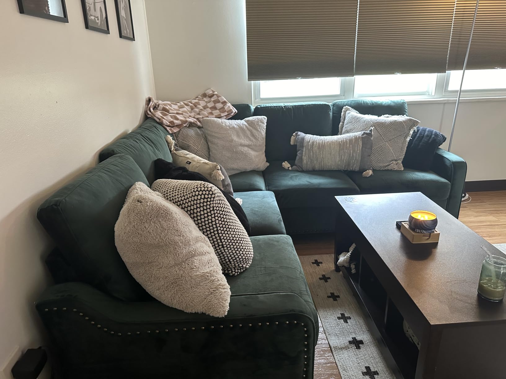 HONBAY Convertible Sectional Sofa L Shaped Couch, Dark Grey - Reversible Sectional Couch for Living Room for Small Apartment, Easy to transport and install customer photo 2
