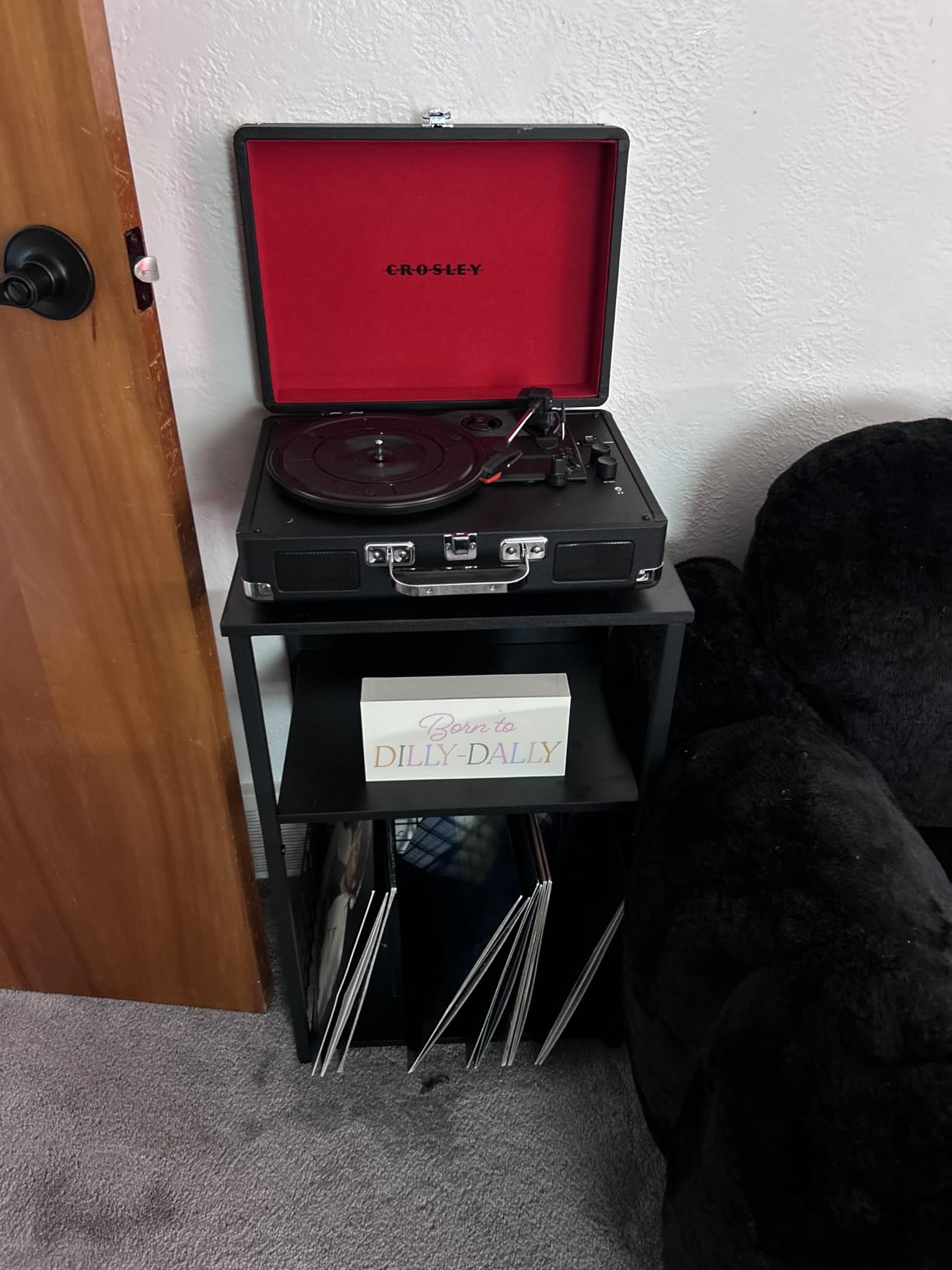 LELELINKY 3 Tier End Table,Record Player Stand with Storage Up to 100 Albums,Turntable Stand for Vinyl,Brown Records Shelf for Living Room Bedroom customer photo 2