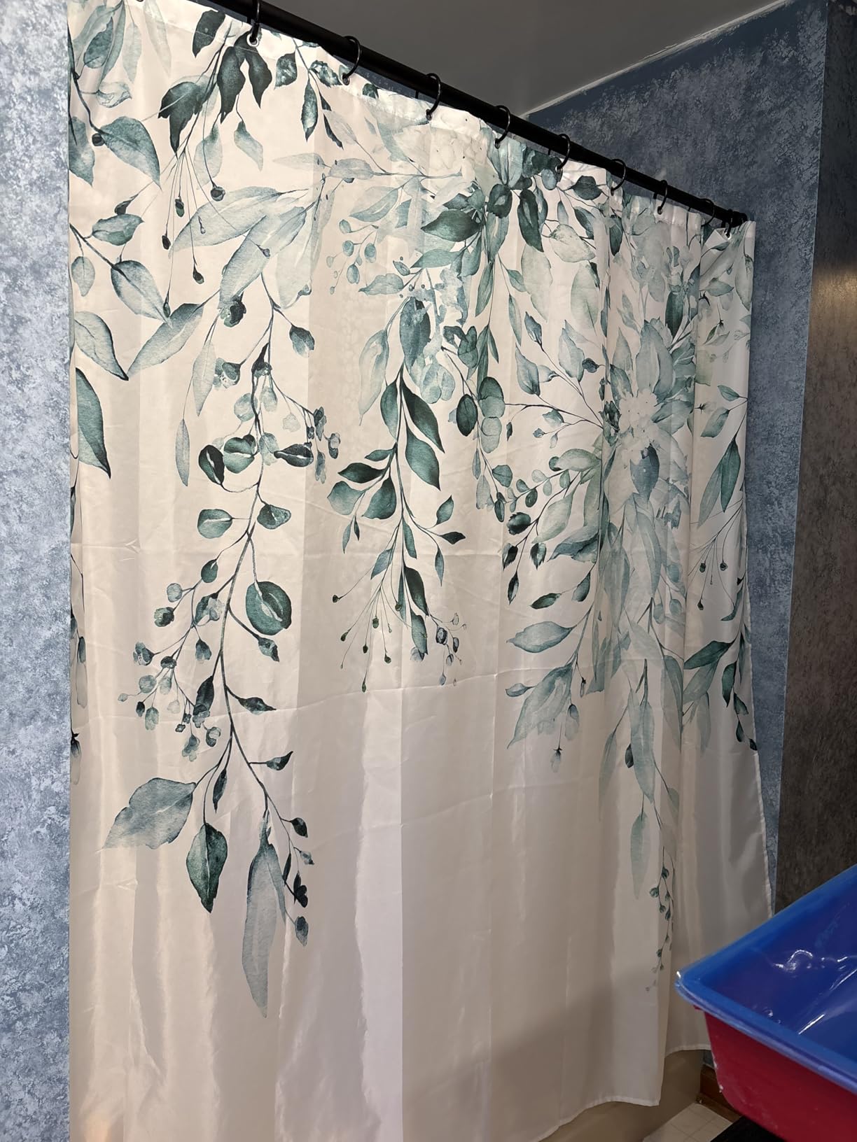 Gibelle Grey Eucalyptus Shower Curtain, Watercolor Floral Print, 72x72 customer photo 1