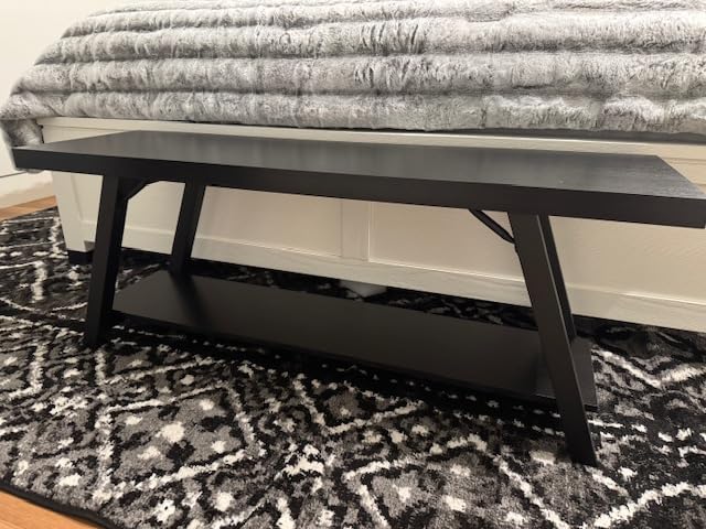 LVB Rustic Entryway Bench with Storage, Hallway Bench for Entryway, 47 in customer photo 2