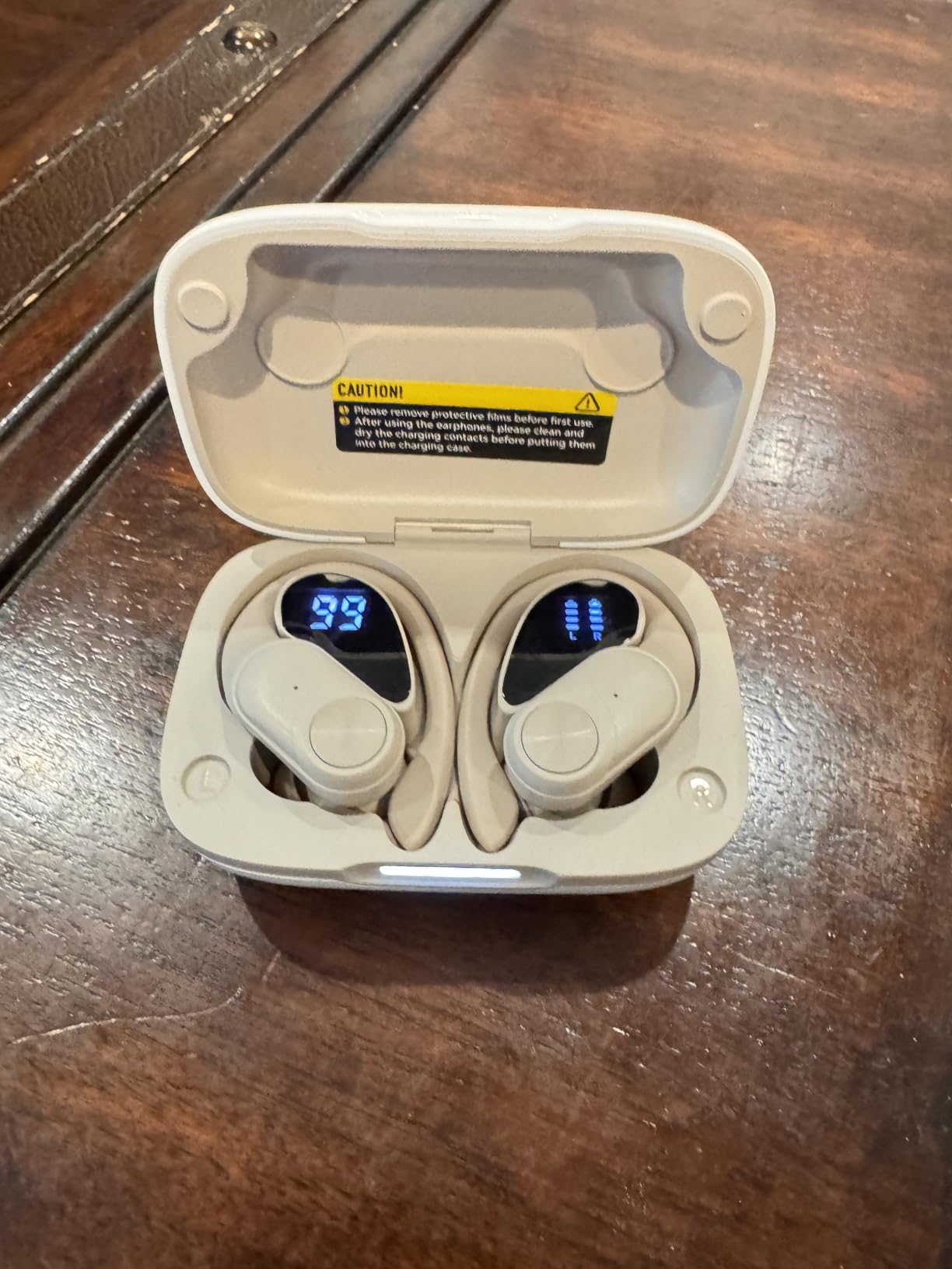 PocBuds Bluetooth Headphones Wireless Earbuds 80hrs Playtime Wireless Charging Case Digital Display Sports Ear Buds with Earhook Deep Bass IPX7 Waterproof Over-Ear Earphones for TV Phone Laptop Black customer photo 1