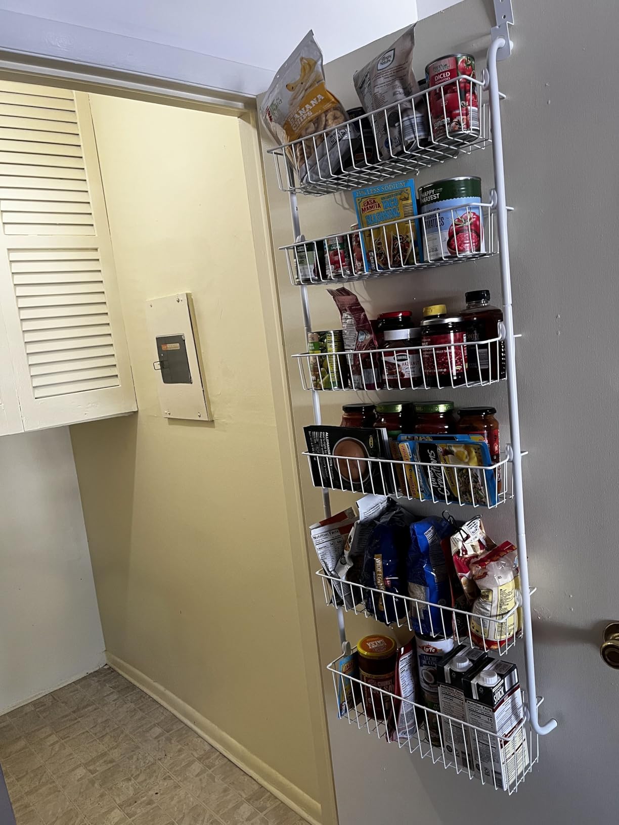 Delamu Over the Door Pantry Organizer, 6-Tier Metal Pantry Door Organization and Storage, Hanging Kitchen Basket Spice Rack Seasoning Shelves, Cabinet Door Organizer for Easy Install,D5xW18xH50inch customer photo 1