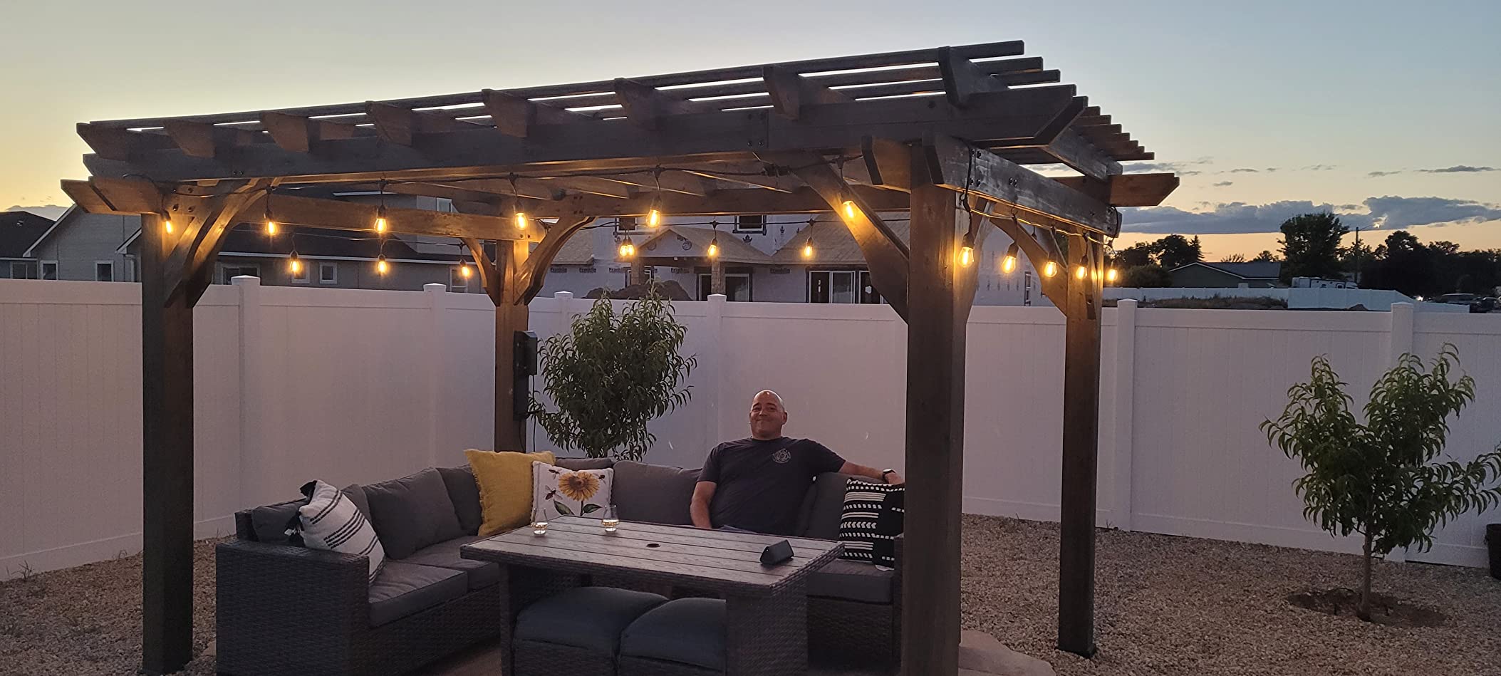 Backyard Discovery Ashland 14' x 10' Cedar Wood Pergola Kit with Trellis Roof, Built-In Bar Top, All-Season Durability, High-Wind Rating, PowerPort, Shade for Outdoor Patio, Deck, Garden, Entertaining customer photo 2