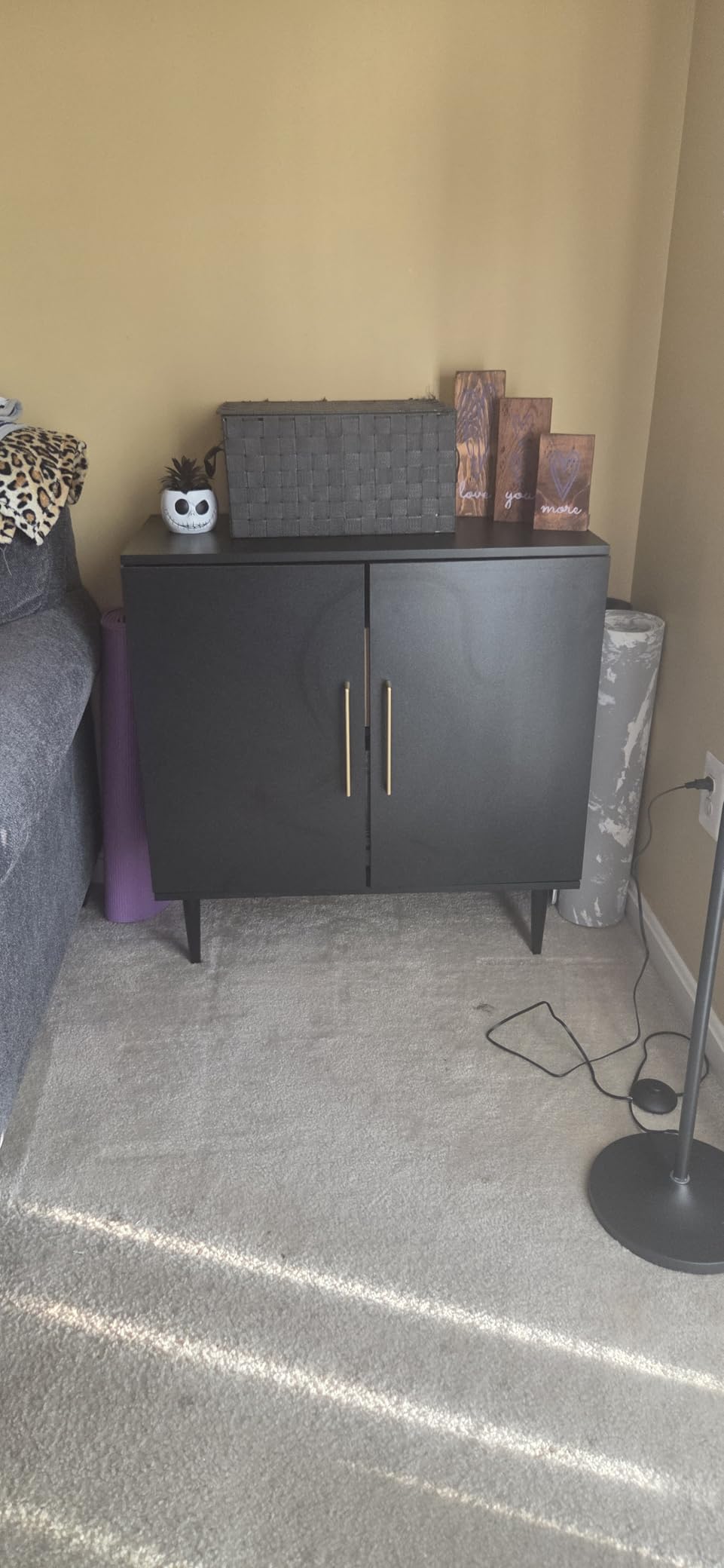 Black Storage Cabinet with Doors, Modern Accent Cabinet, Free Standing Cabinet with Adjustable Shelf, Wooden Buffet Sideboards for Living Room, Kitchen, Dining Room, Entryway customer photo 1