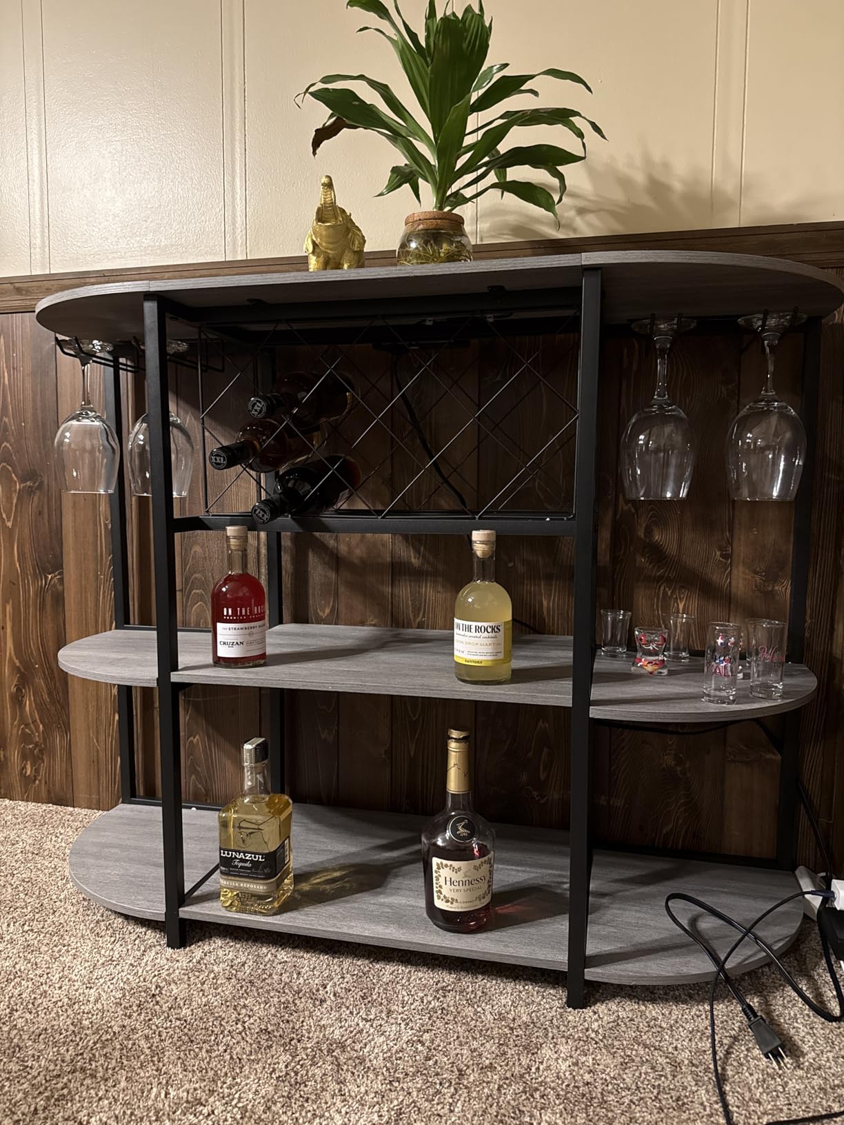 Unikito 4-Tier Metal Coffee Bar Cabinet with Outlet and LED Light customer photo 1