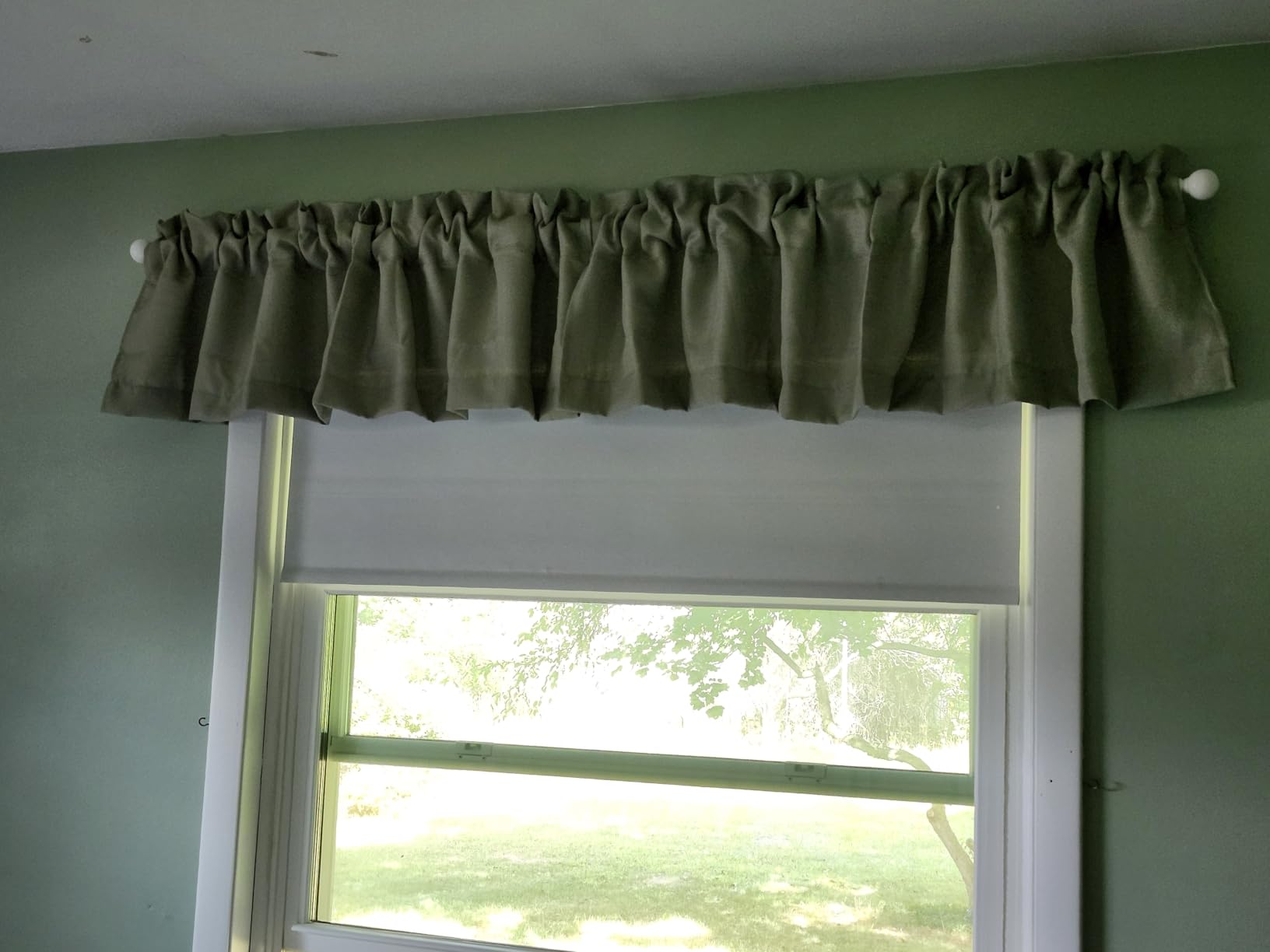 Chyhomenyc White Valance for Windows Faux Linen 14 inch, 1 Panel customer photo 2