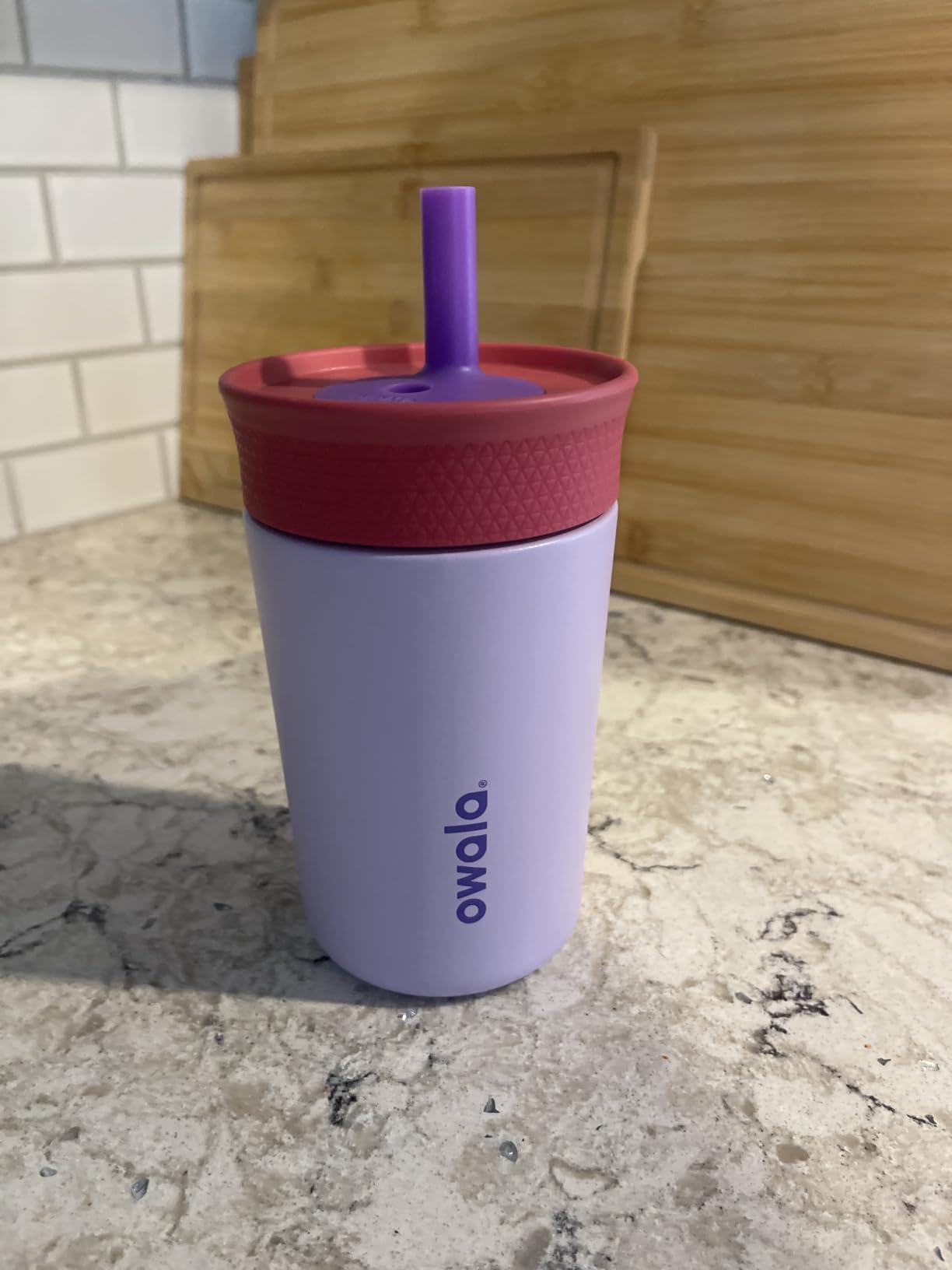 Owala Tumbler Kids Stainless Steel Water Bottle 12 oz Lilac Rocket customer photo 2