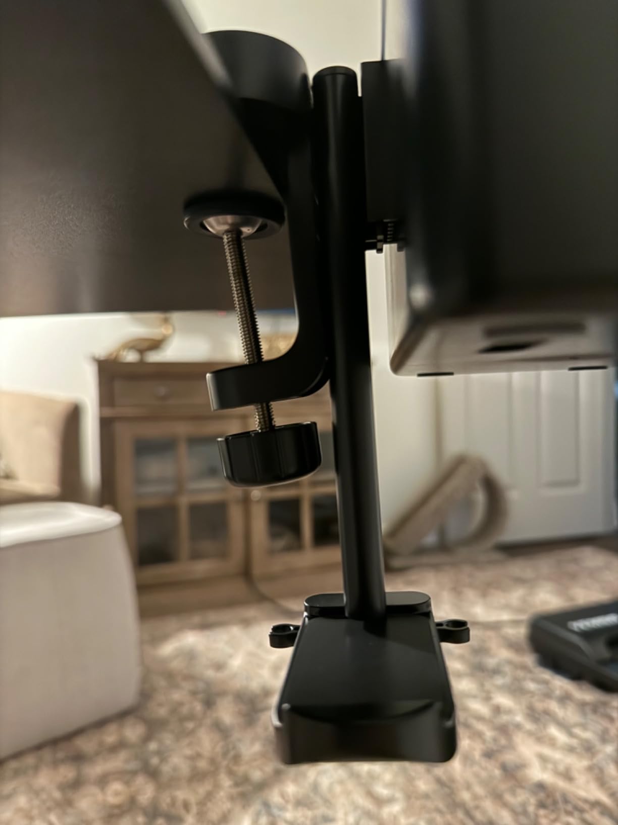 KDD 4 in 1 Desk Cup Holder - Clamp on Under Desk Headphone Hanger - Rotating Headphone Holder Detachable Pen Cup Holder Desktop Storage for Cup, Phone and Pen(Black) customer photo 1