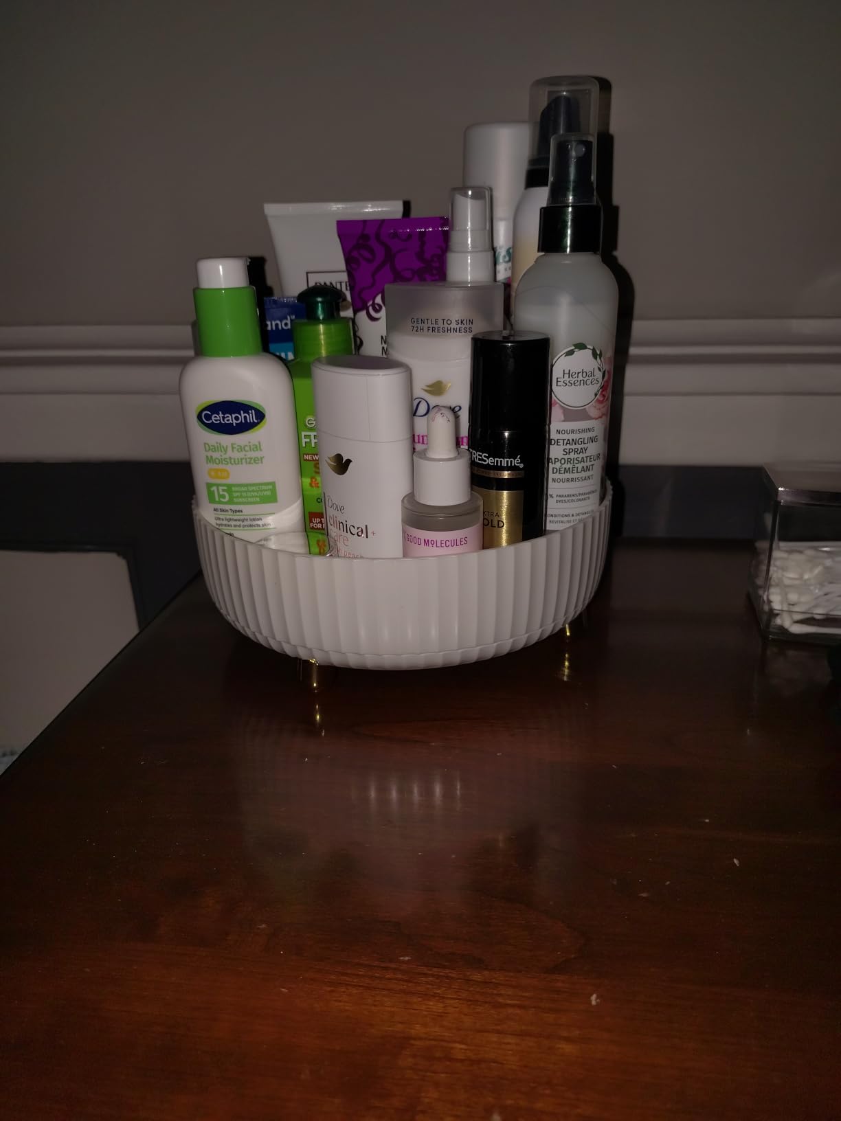360 Rotating Makeup Perfume Organizer Skincare Tray, Small Ivory White customer photo 1