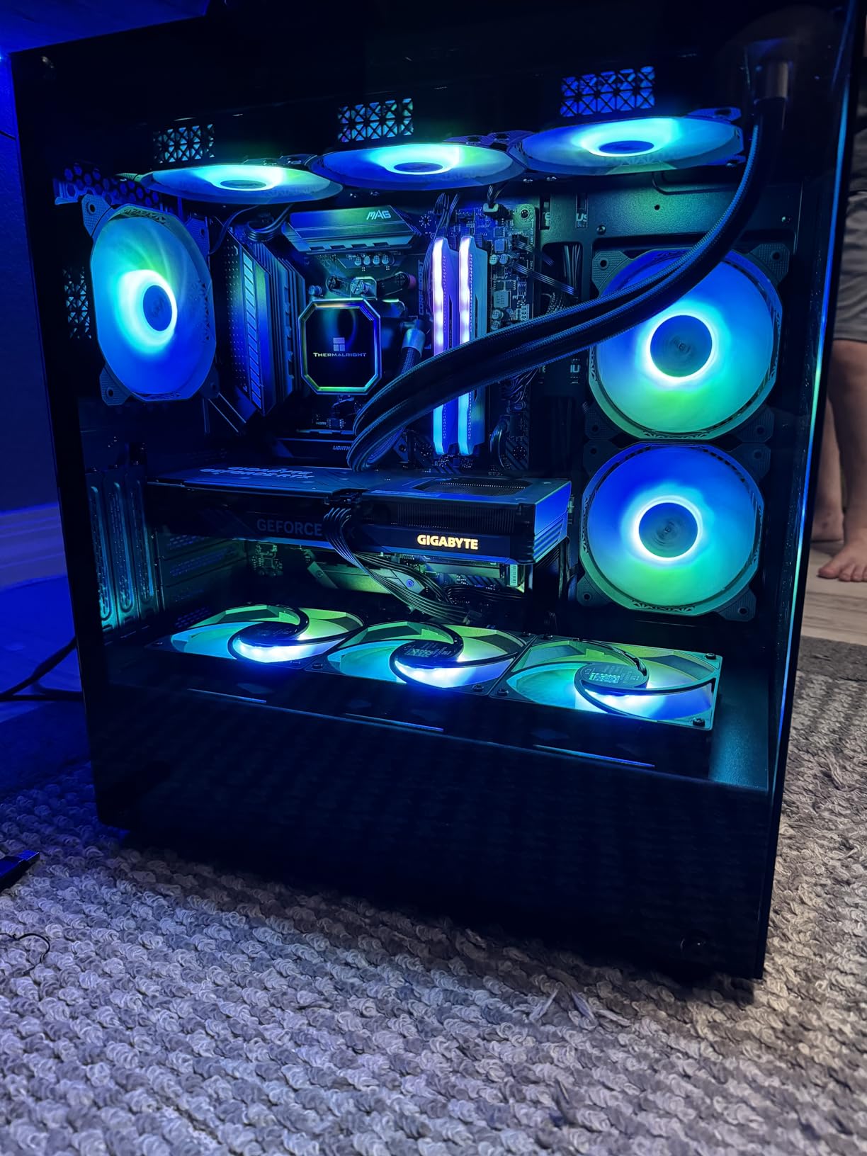 MUSETEX PC CASE ATX 6 PWM ARGB Fans Pre-Installed, Type-C Mid Tower Computer Case with Full-View Dual Tempered Glass, Gaming PC Case,Black(K2) customer photo 1